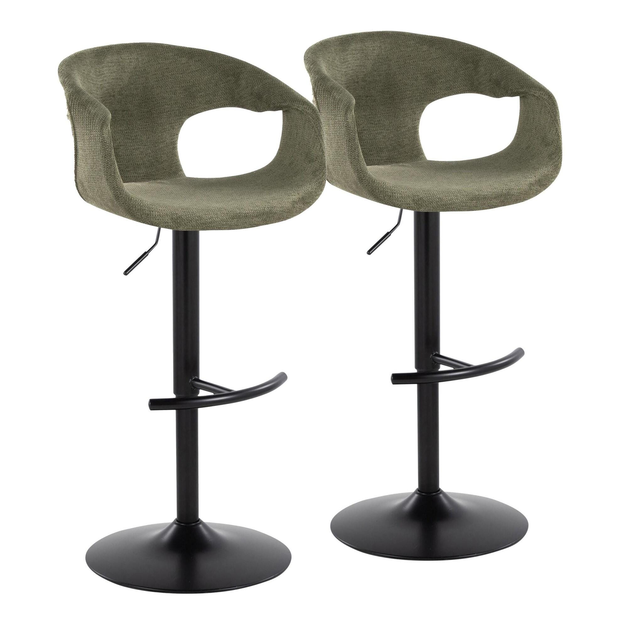 LumiSource Curvo Bar Height Swivel Bar Stool (Set of 2), Green, large