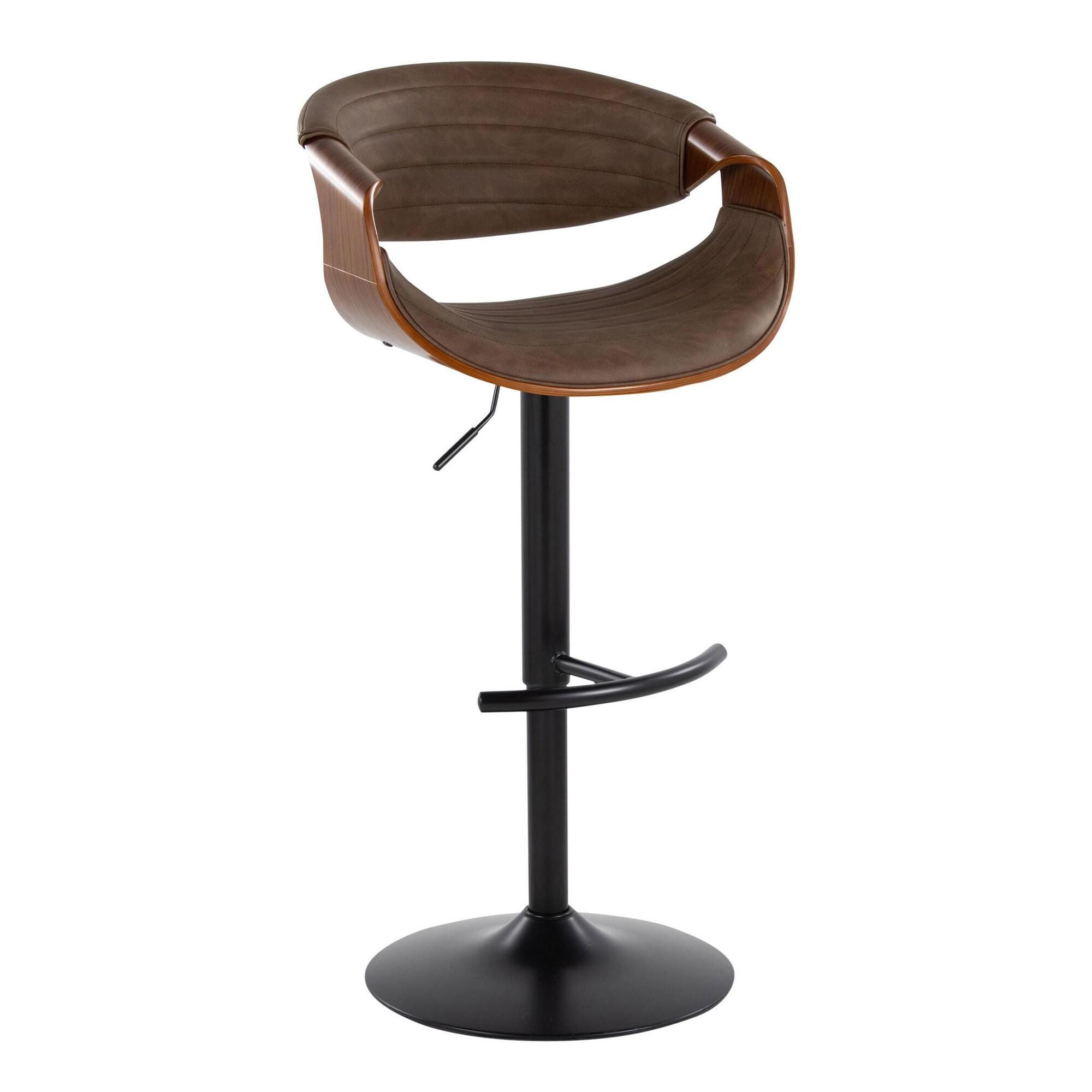 LumiSource Curvo Swivel Barstool (Set of 2), Espresso, large