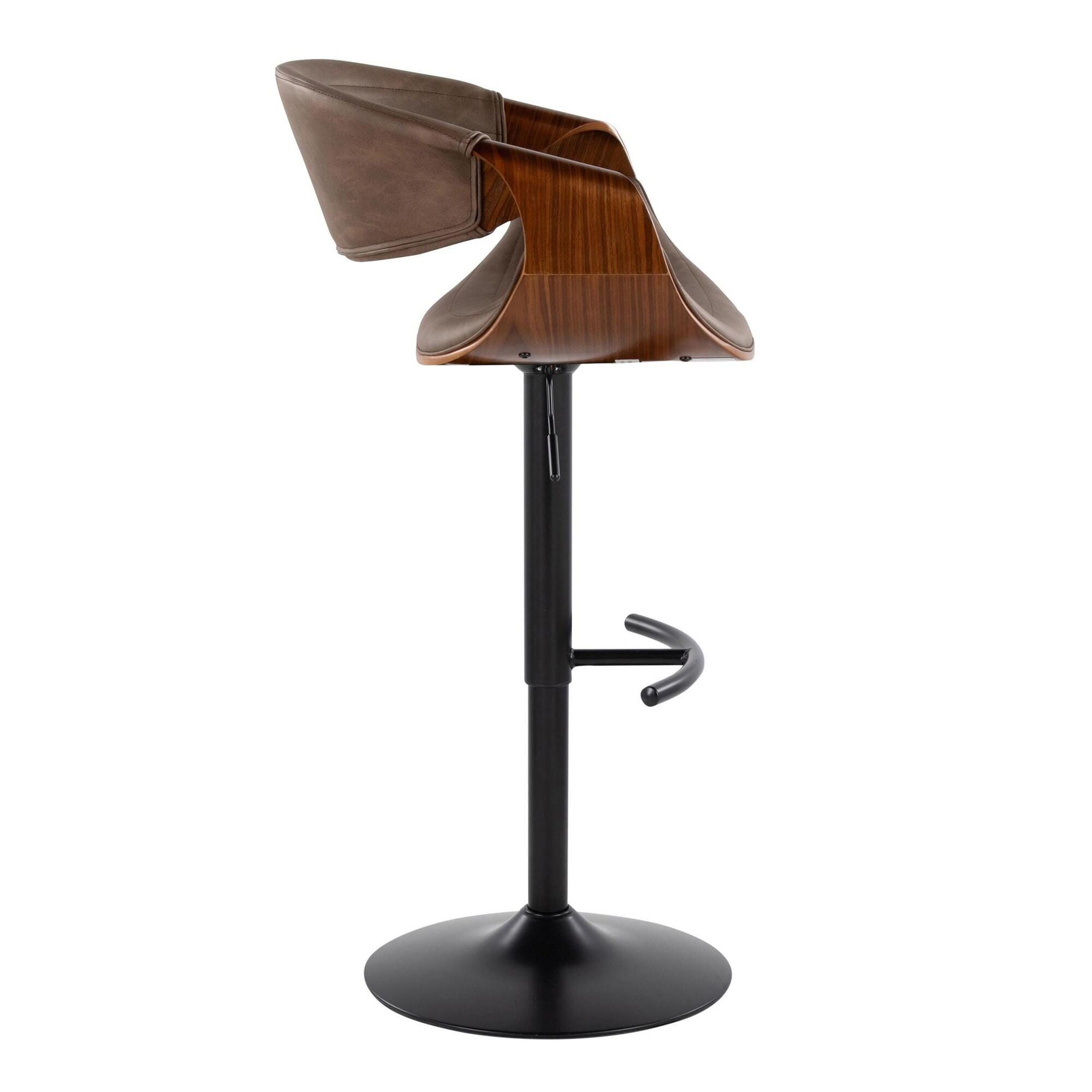 LumiSource Curvo Swivel Barstool (Set of 2), Espresso, large