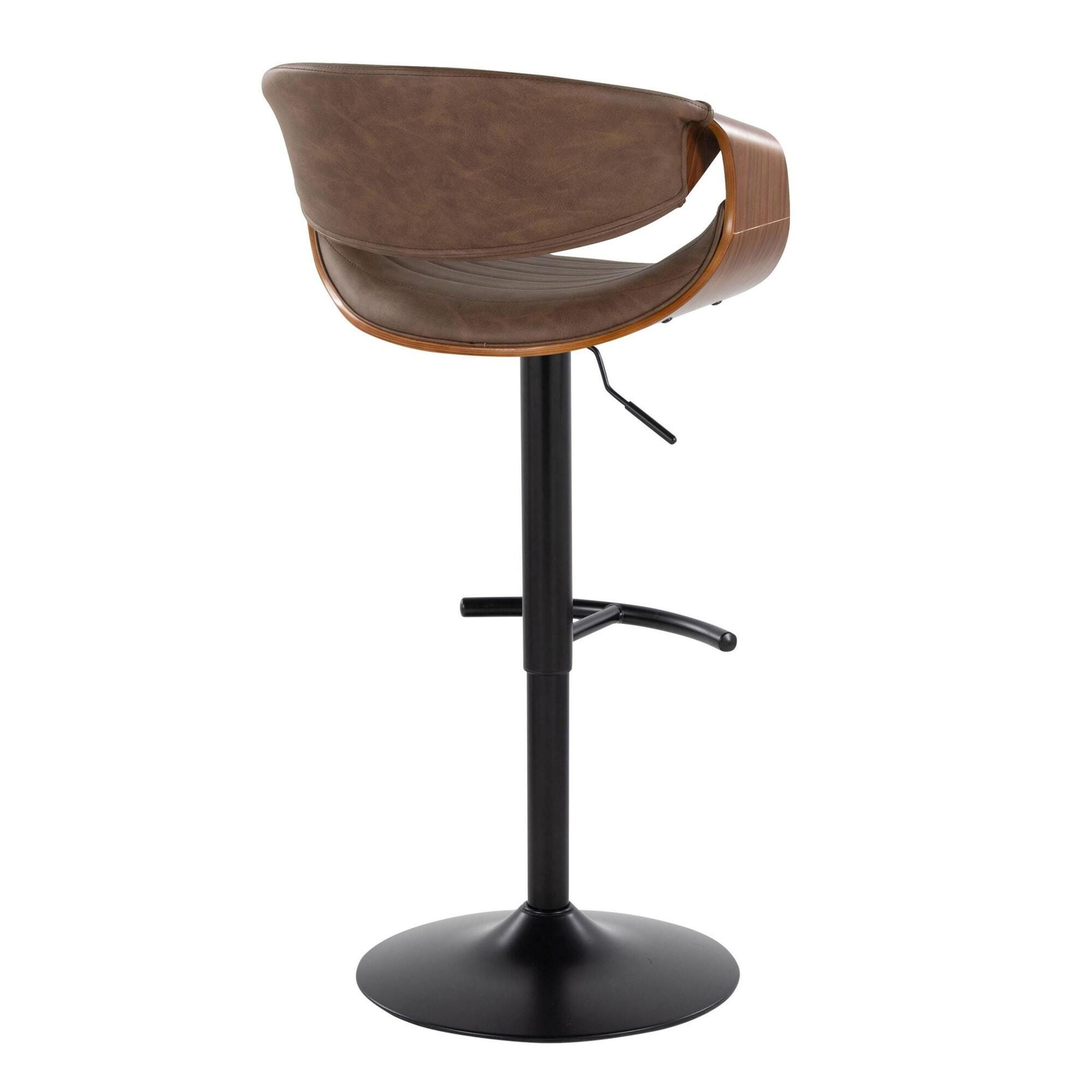 LumiSource Curvo Swivel Barstool (Set of 2), Espresso, large