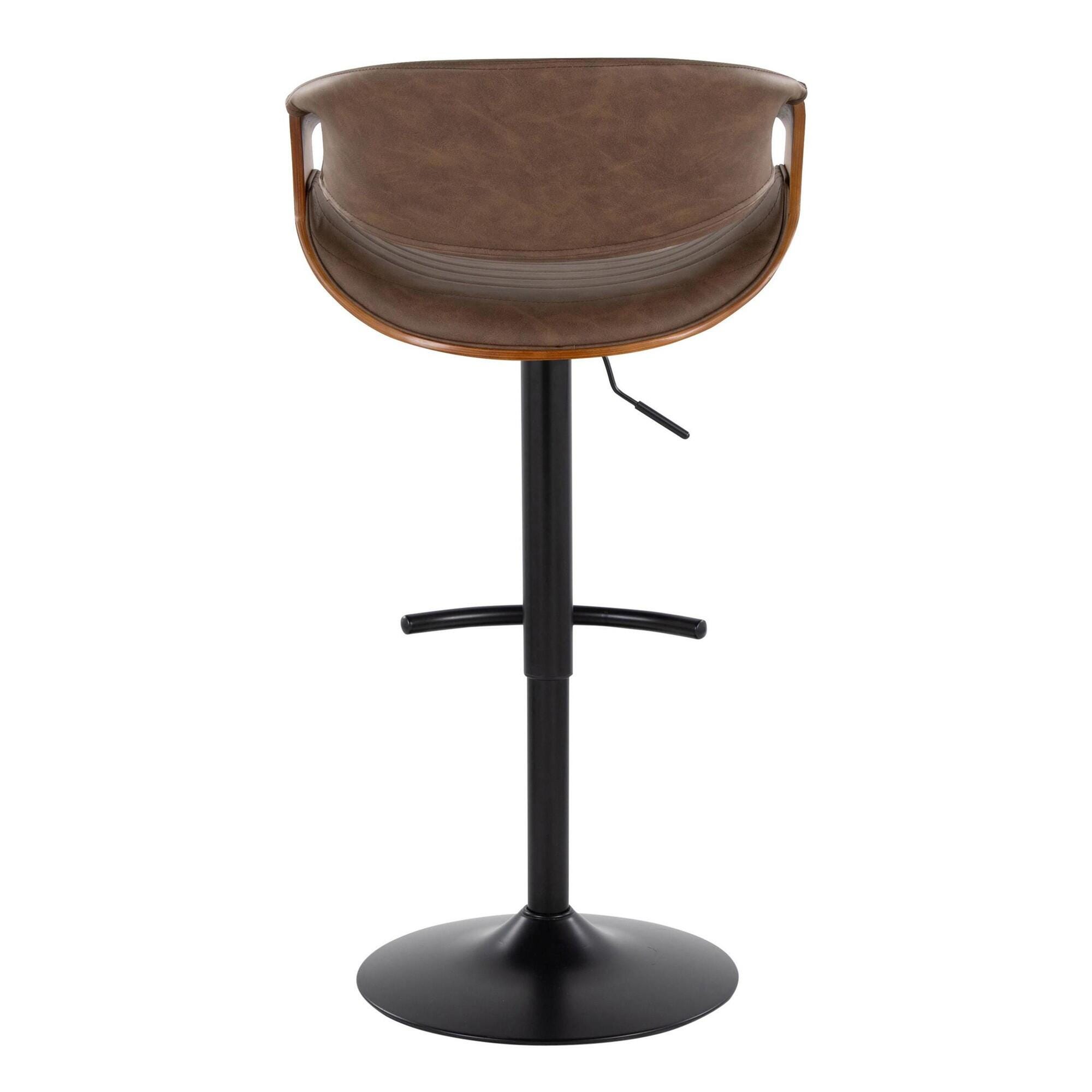LumiSource Curvo Swivel Barstool (Set of 2), Espresso, large