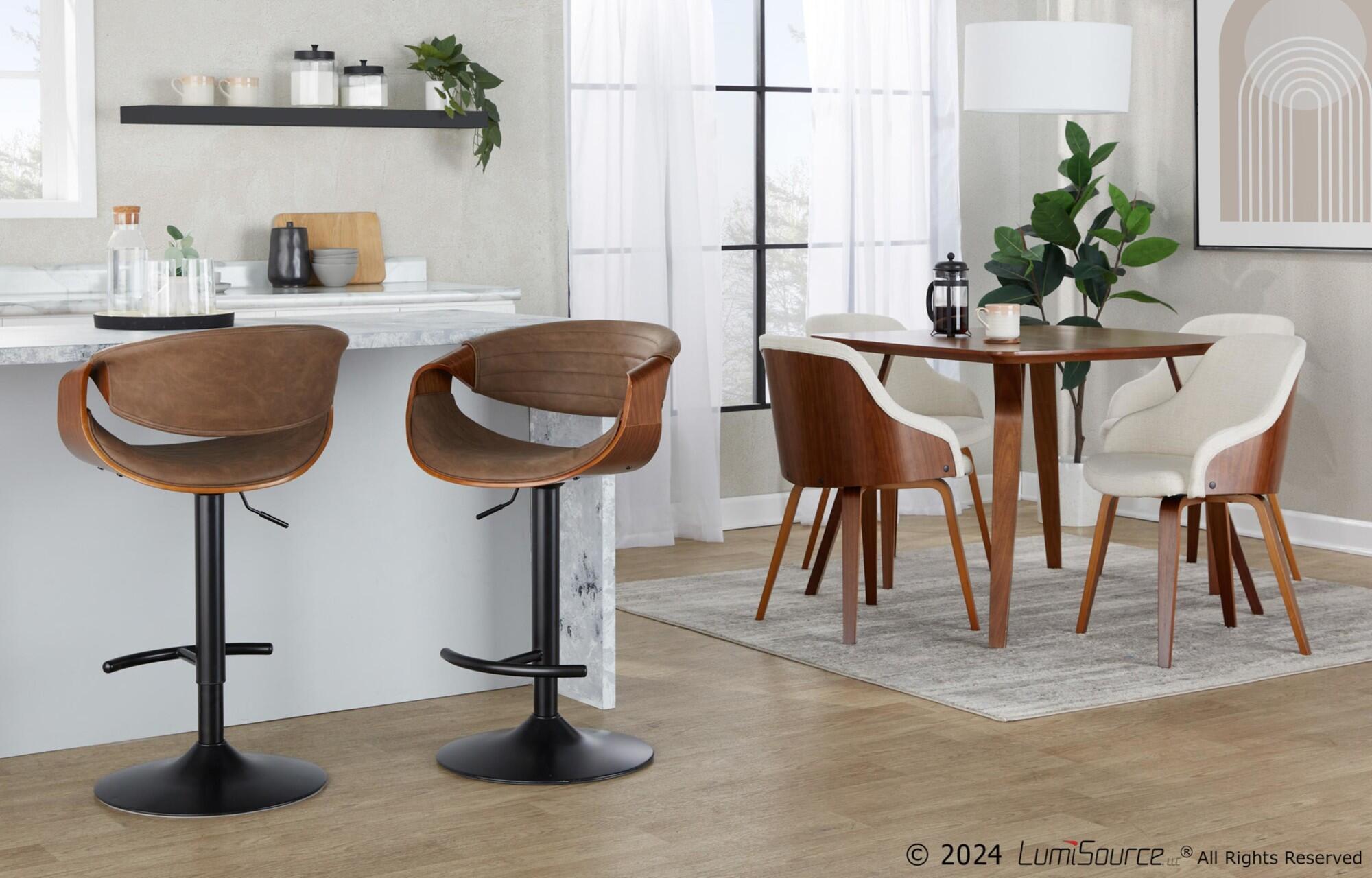 LumiSource Curvo Swivel Barstool (Set of 2), Espresso, large