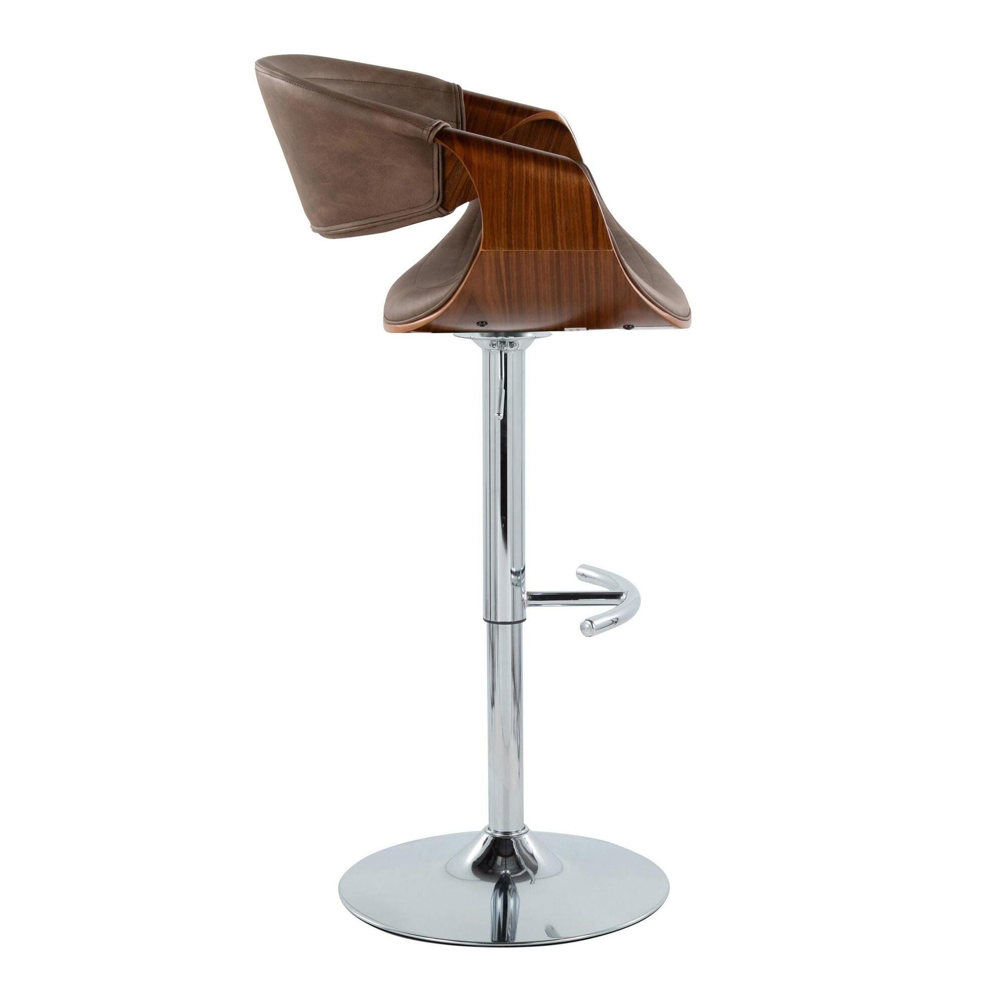LumiSource Curvo Swivel Barstool (Set of 2), Espresso/Chrome, large