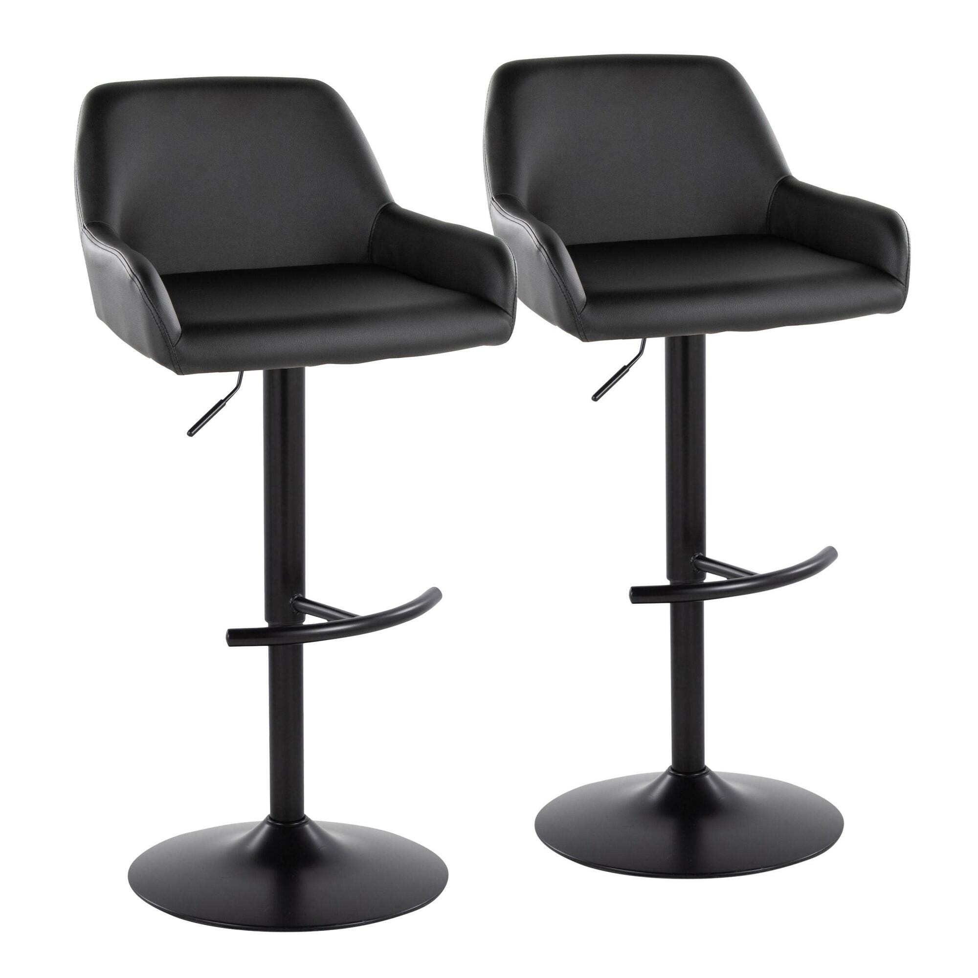 LumiSource Daniella Bar Height Bar Stool (Set of 2), Black, large
