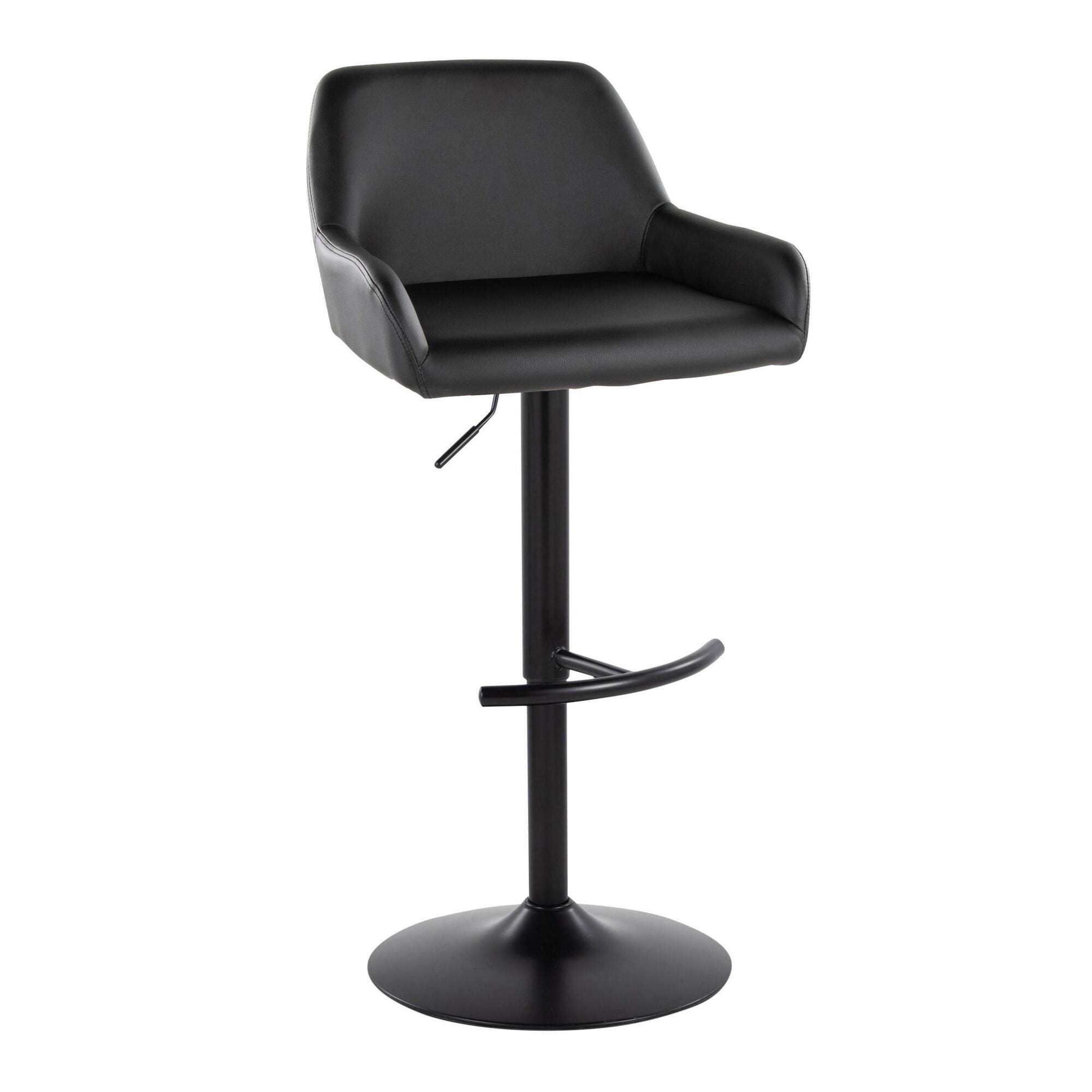 LumiSource Daniella Bar Height Bar Stool (Set of 2), Black, large
