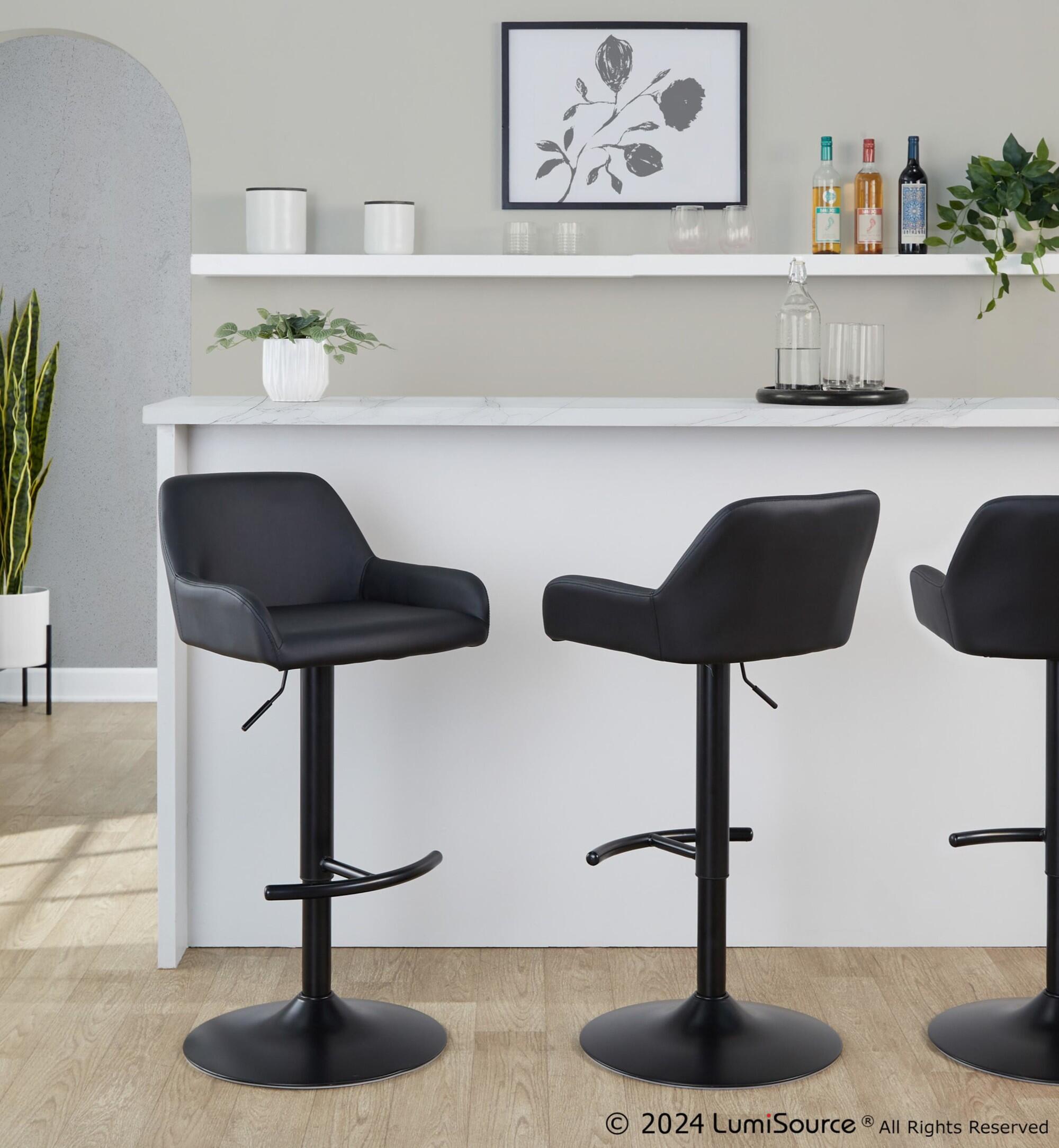 LumiSource Daniella Bar Height Bar Stool (Set of 2), Black, large