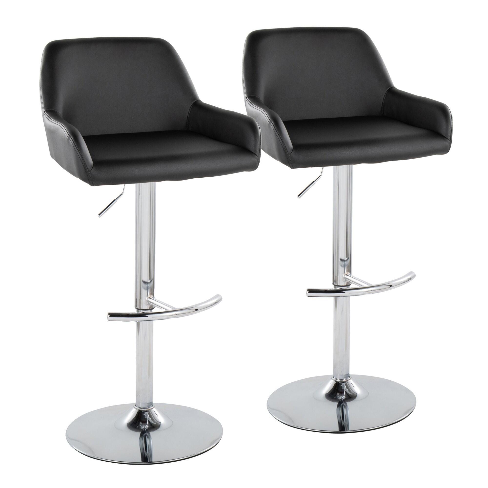 LumiSource Daniella Bar Height Bar Stool (Set of 2), Black/Chrome, large