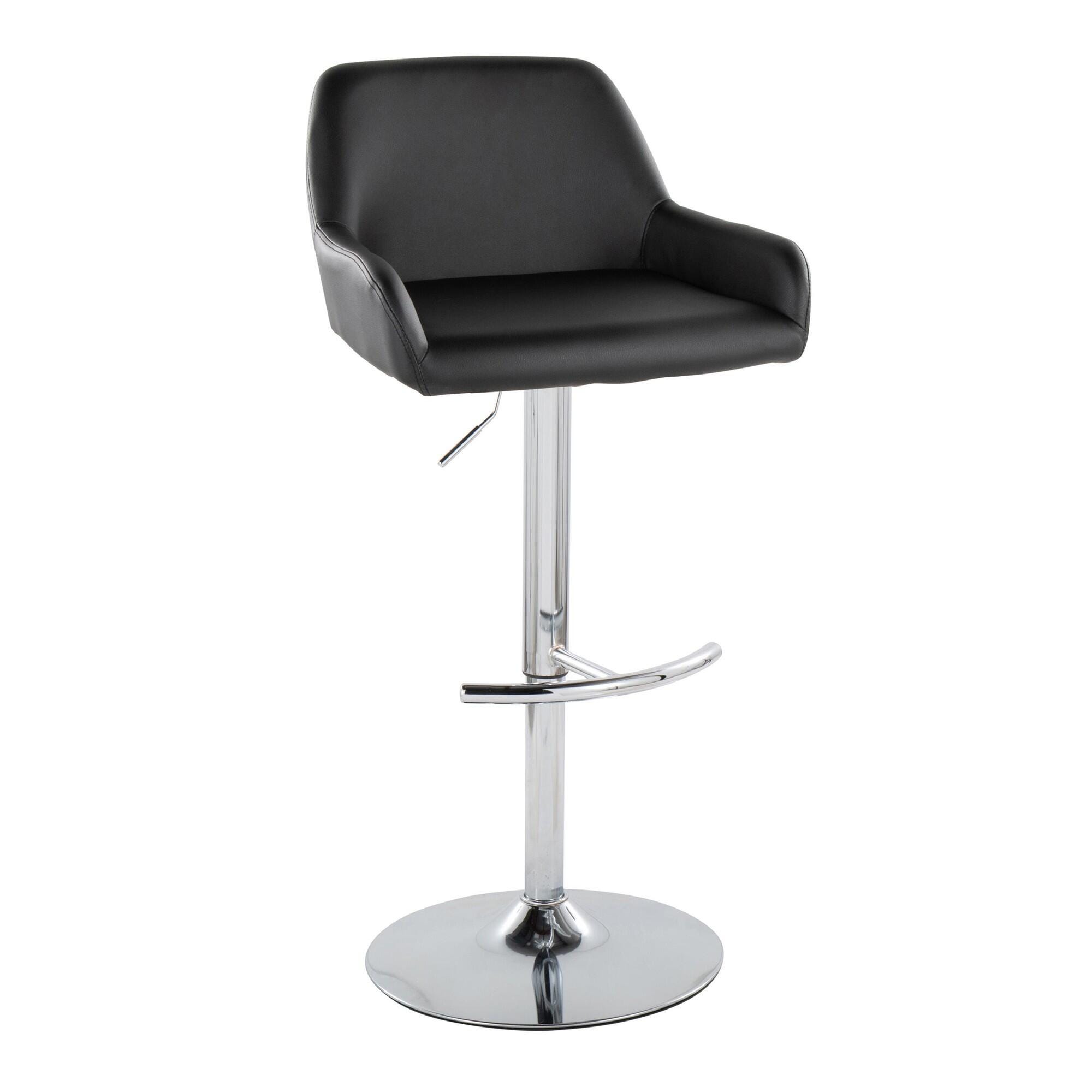 LumiSource Daniella Bar Height Bar Stool (Set of 2), Black/Chrome, large