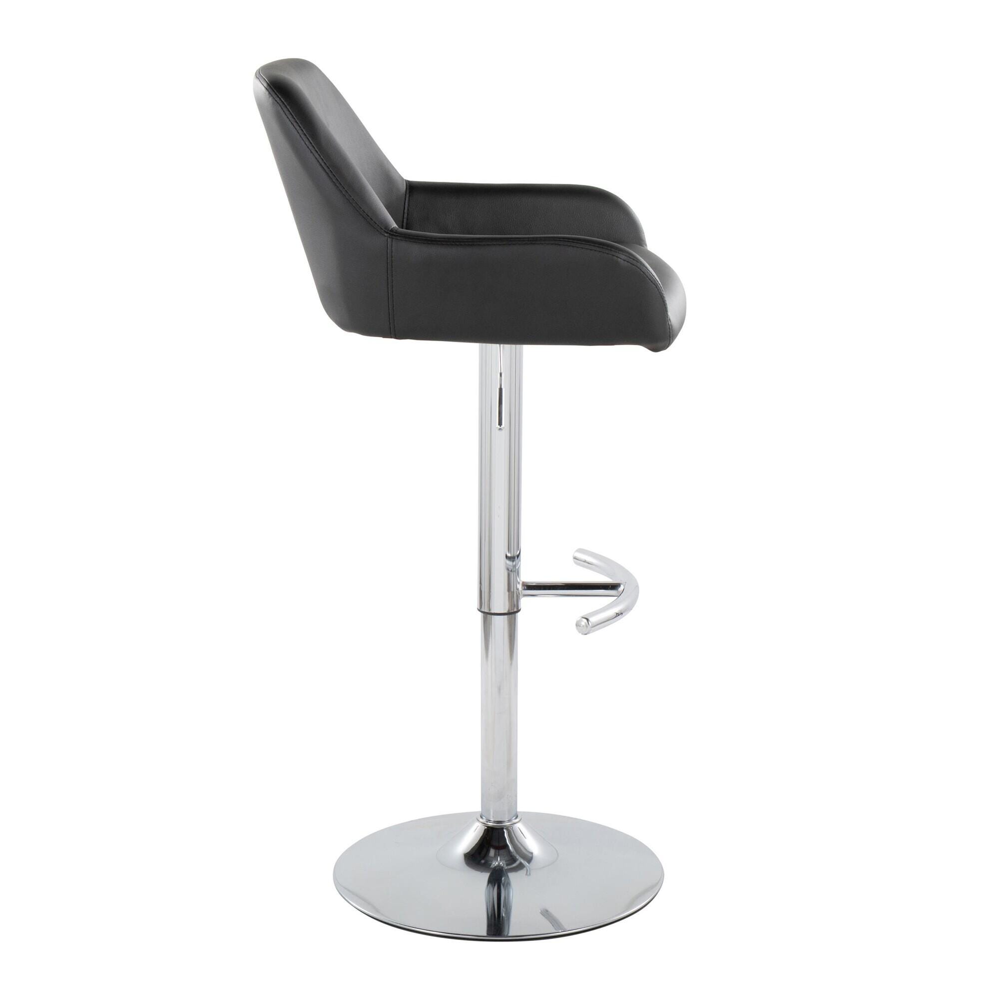 LumiSource Daniella Bar Height Bar Stool (Set of 2), Black/Chrome, large