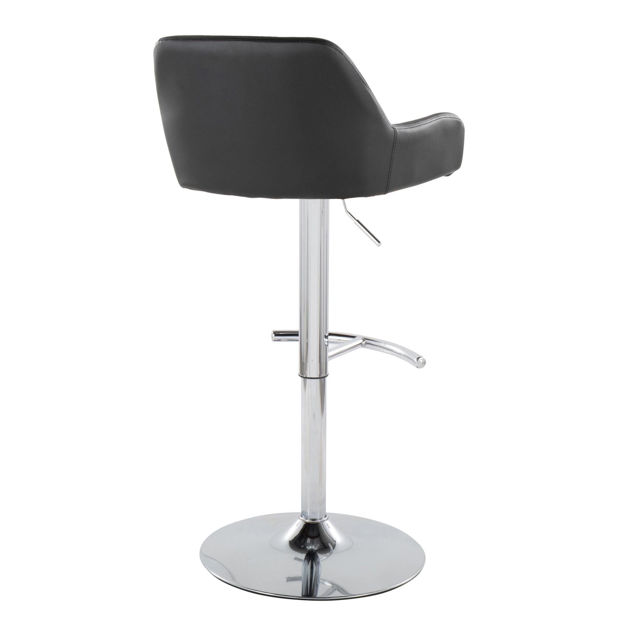 LumiSource Daniella Bar Height Bar Stool (Set of 2), Black/Chrome, large