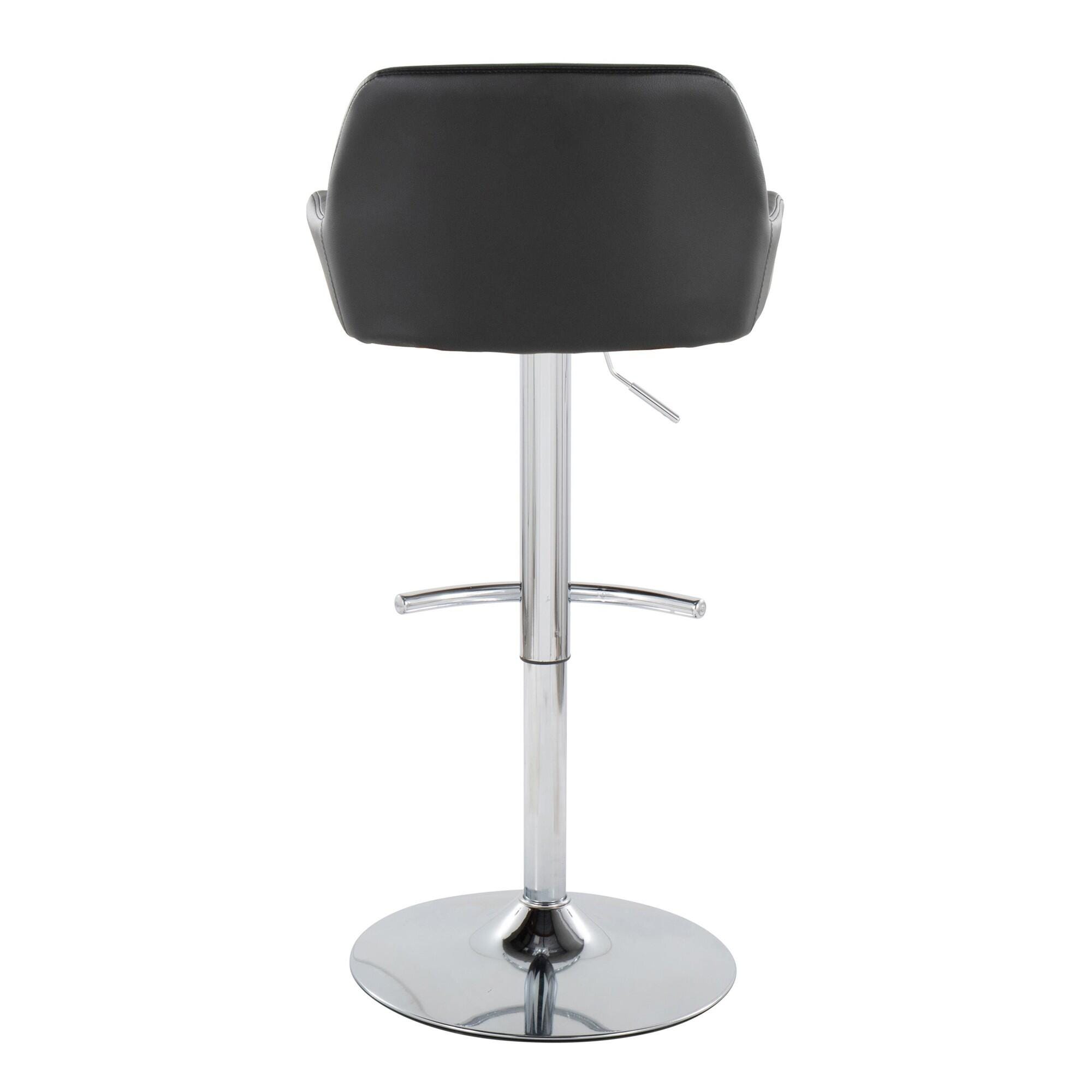 LumiSource Daniella Bar Height Bar Stool (Set of 2), Black/Chrome, large