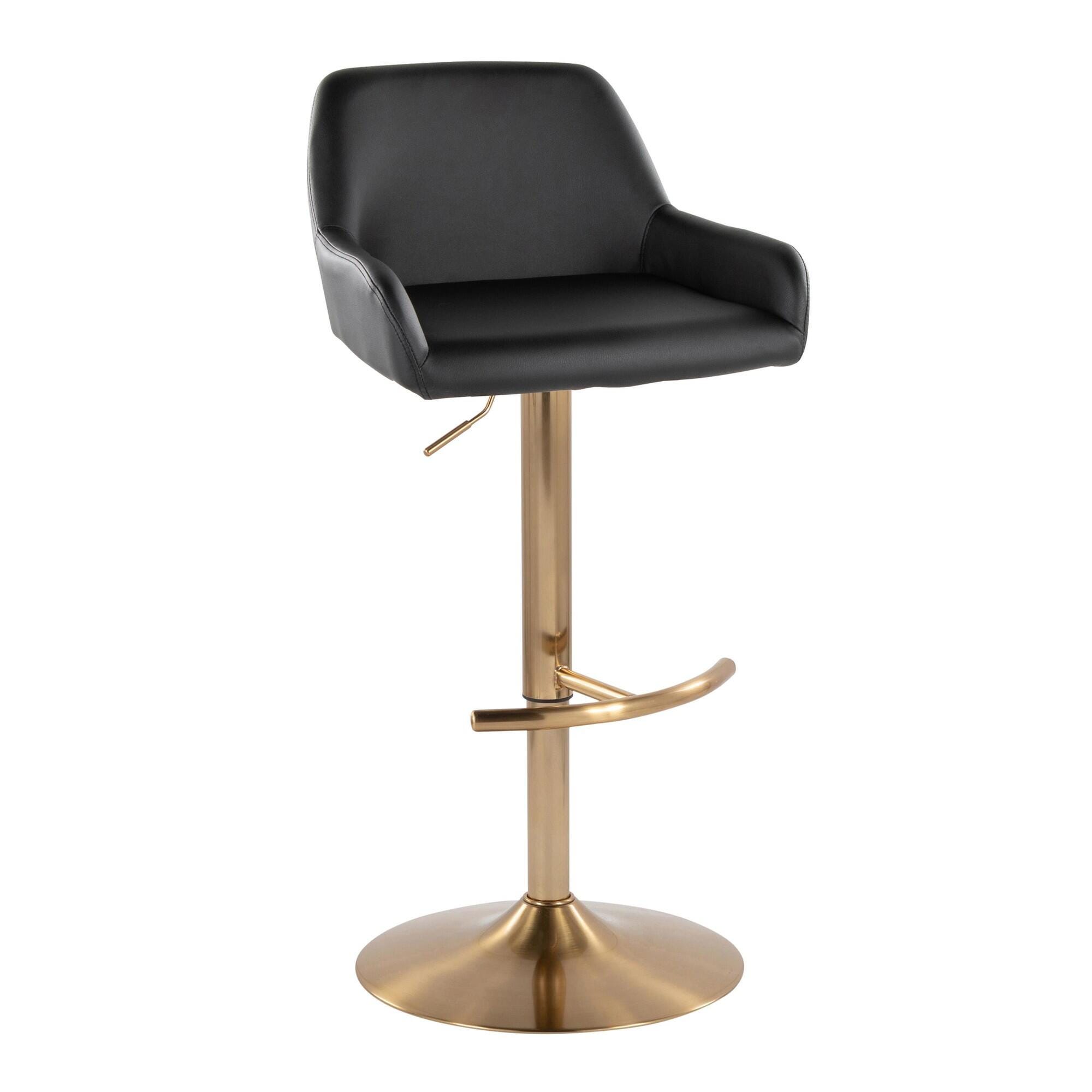 LumiSource Daniella Bar Height Bar Stool (Set of 2), Black/Gold, large