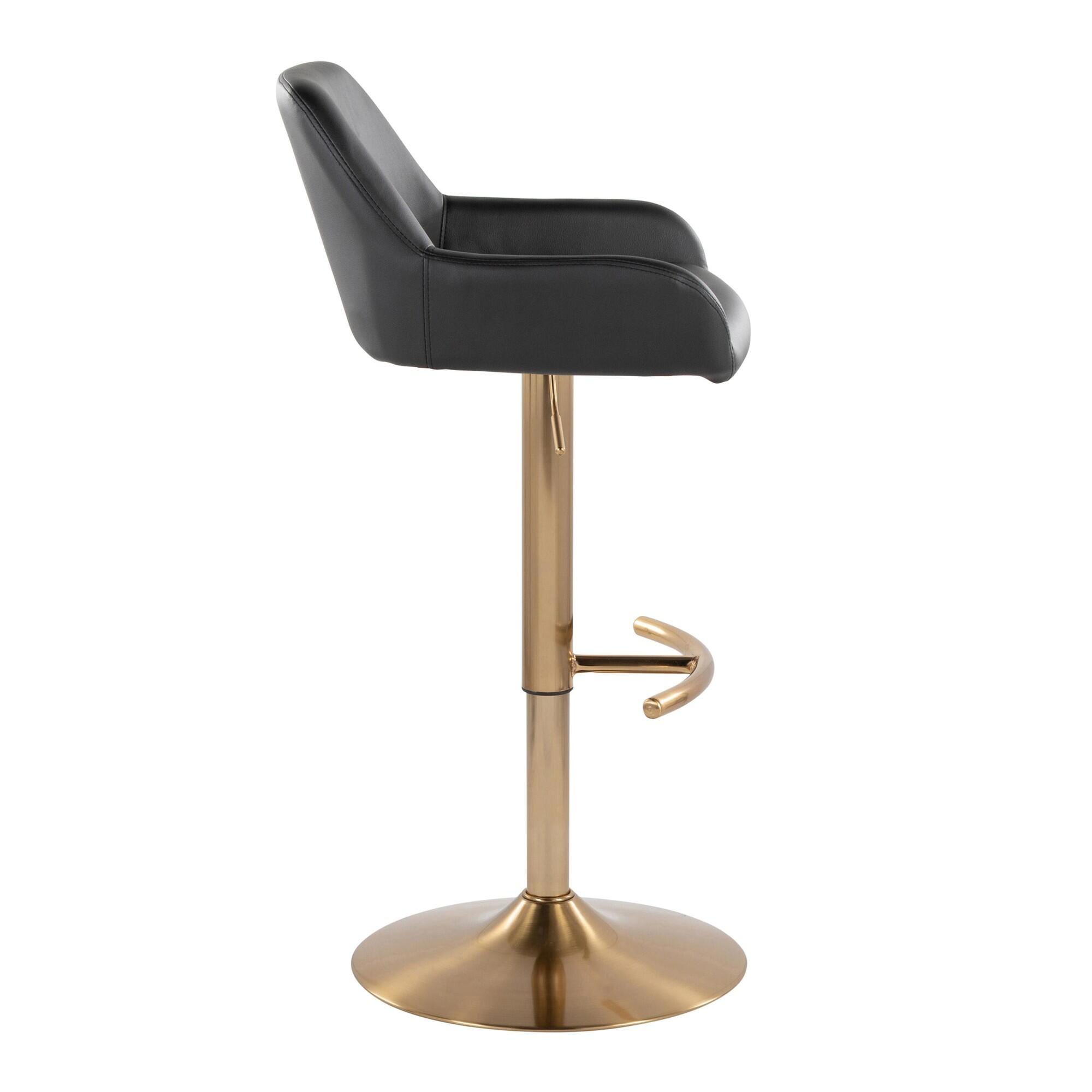 LumiSource Daniella Bar Height Bar Stool (Set of 2), Black/Gold, large