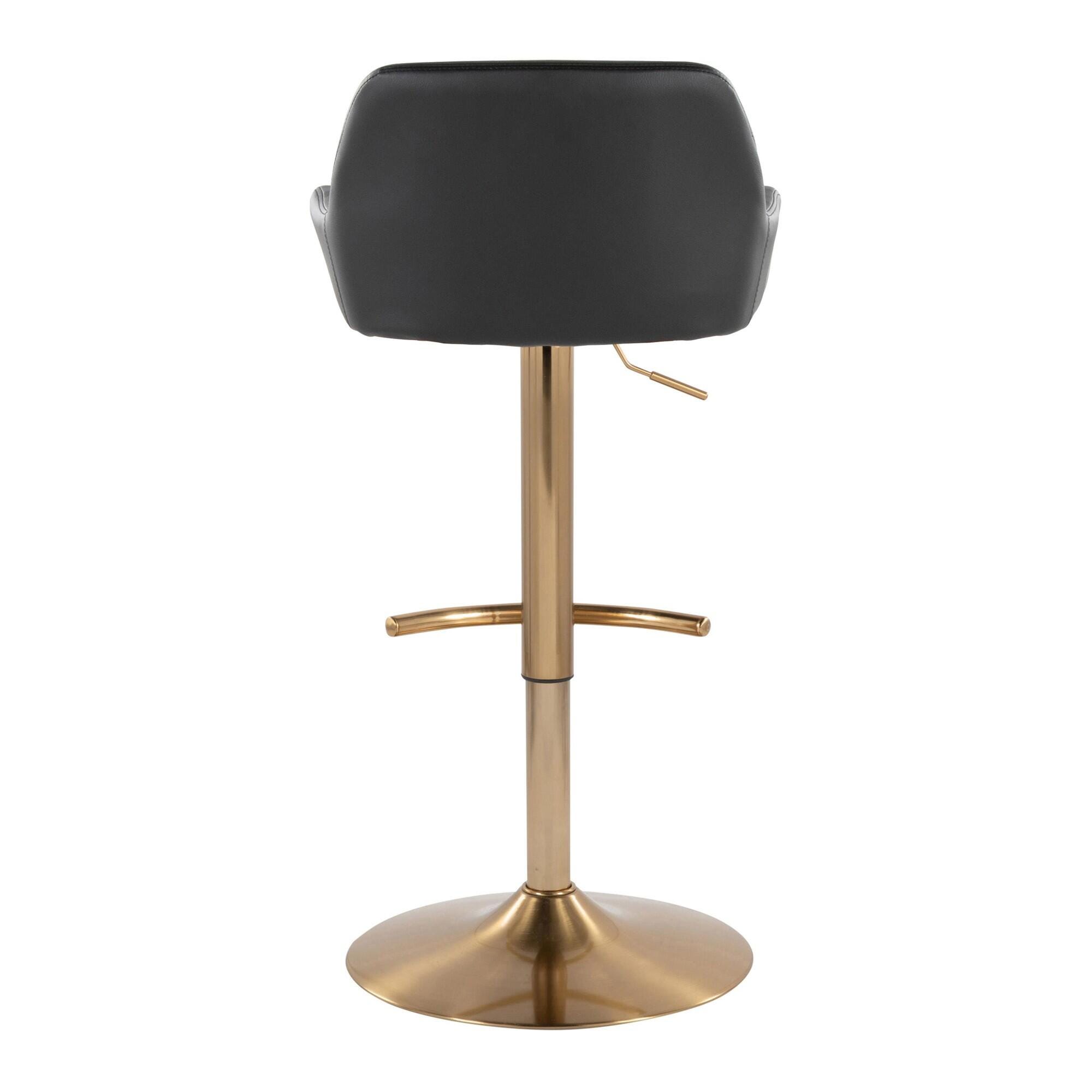 LumiSource Daniella Bar Height Bar Stool (Set of 2), Black/Gold, large