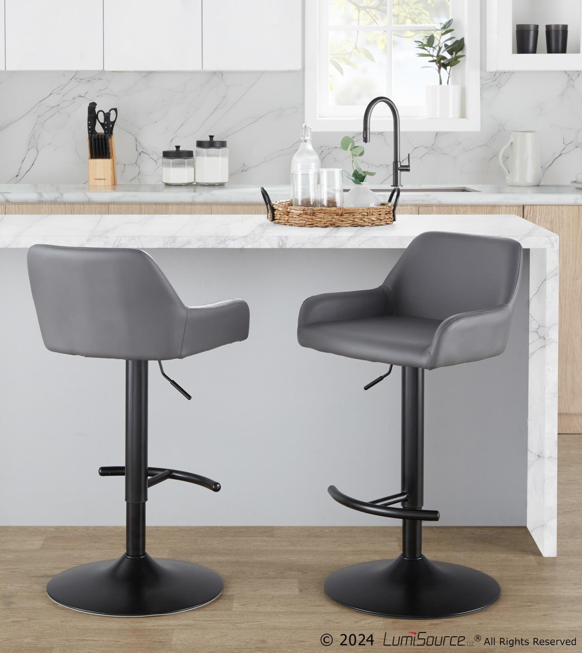 LumiSource Daniella Bar Height Bar Stool (Set of 2), Gray, large