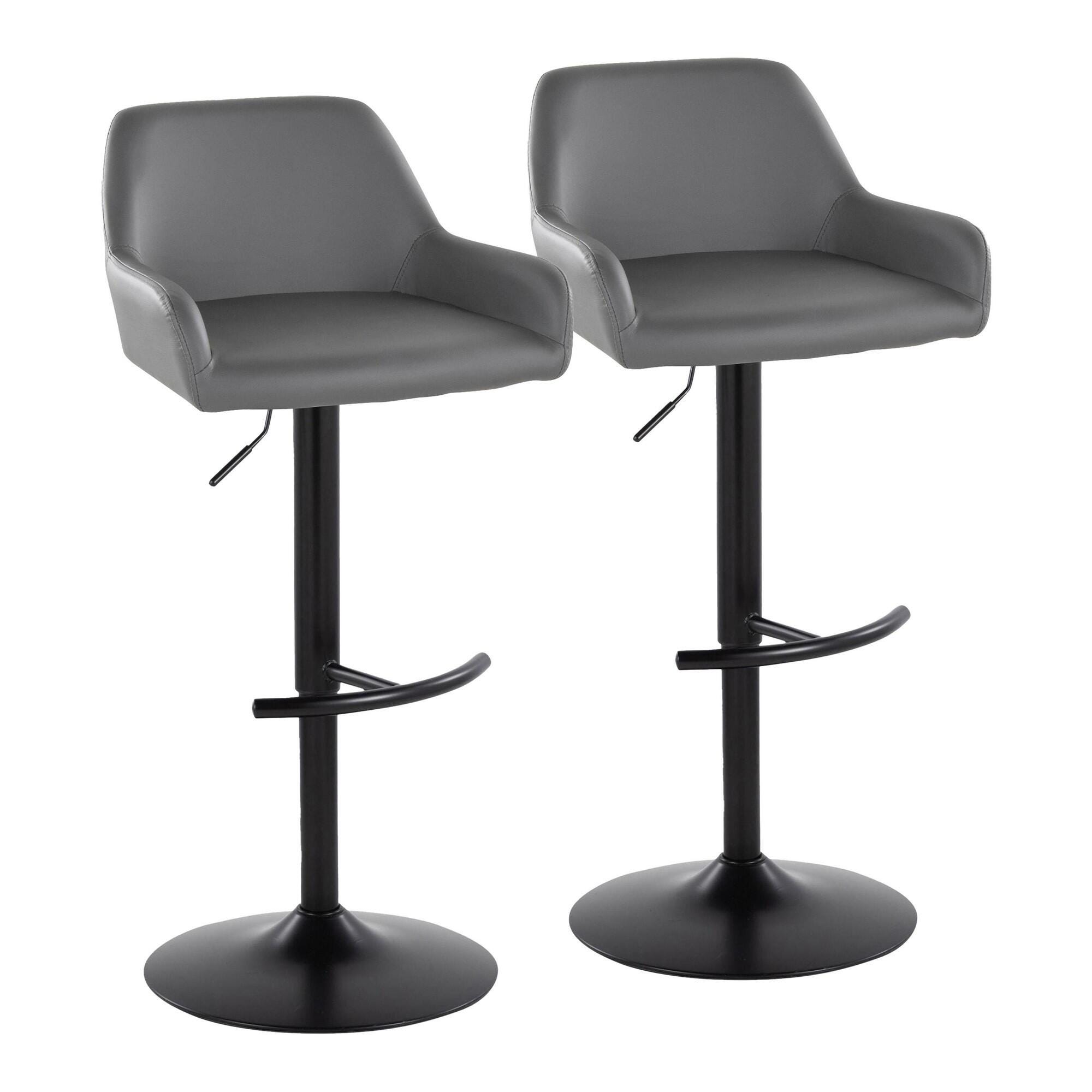 LumiSource Daniella Bar Height Bar Stool (Set of 2), Gray, large