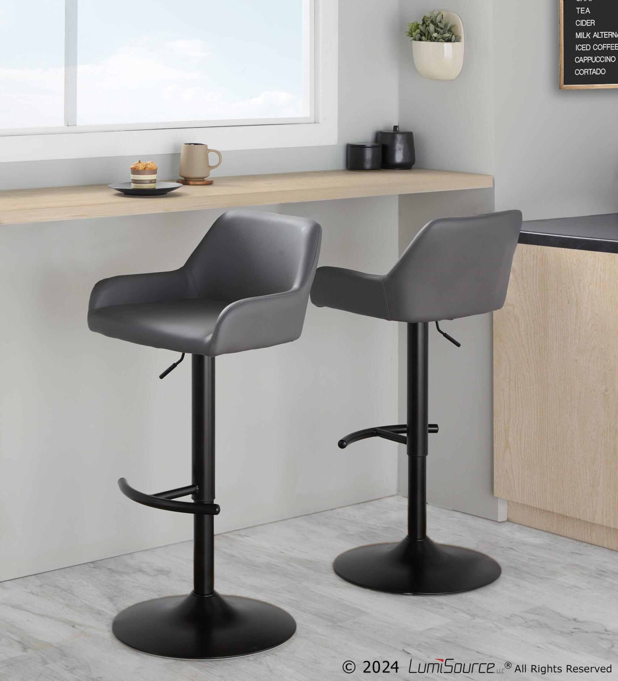 LumiSource Daniella Bar Height Bar Stool (Set of 2), Gray, large