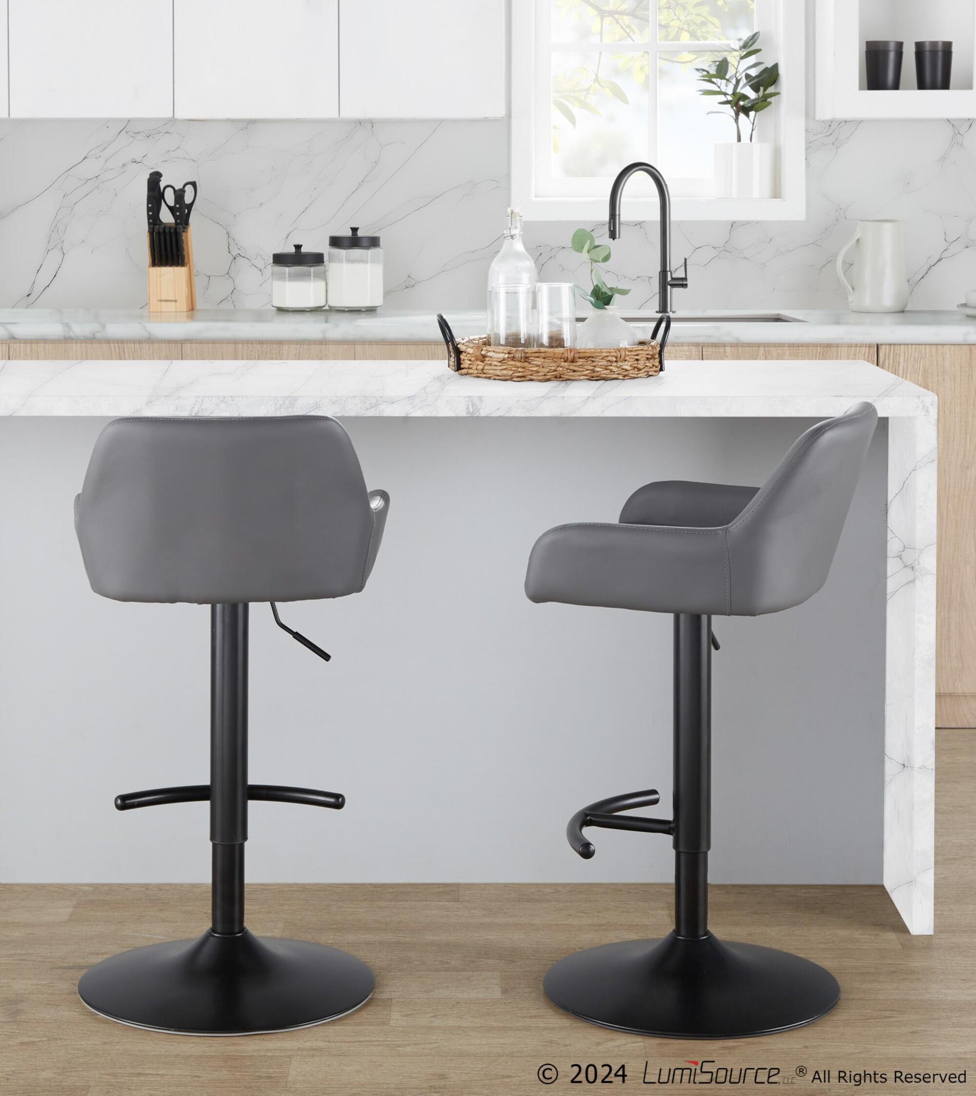LumiSource Daniella Bar Height Bar Stool (Set of 2), Gray, large