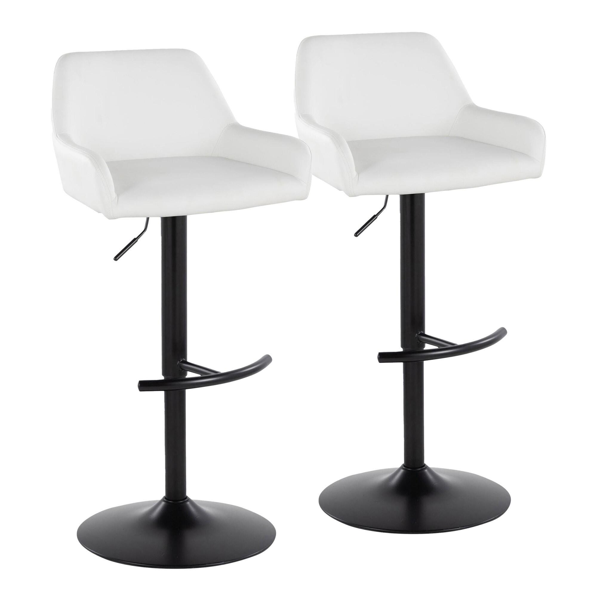 LumiSource Daniella Bar Height Bar Stool (Set of 2), White, large