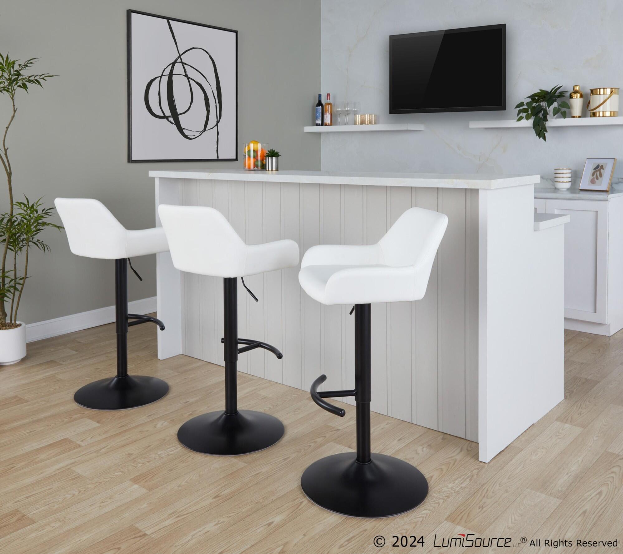 LumiSource Daniella Bar Height Bar Stool (Set of 2), White, large