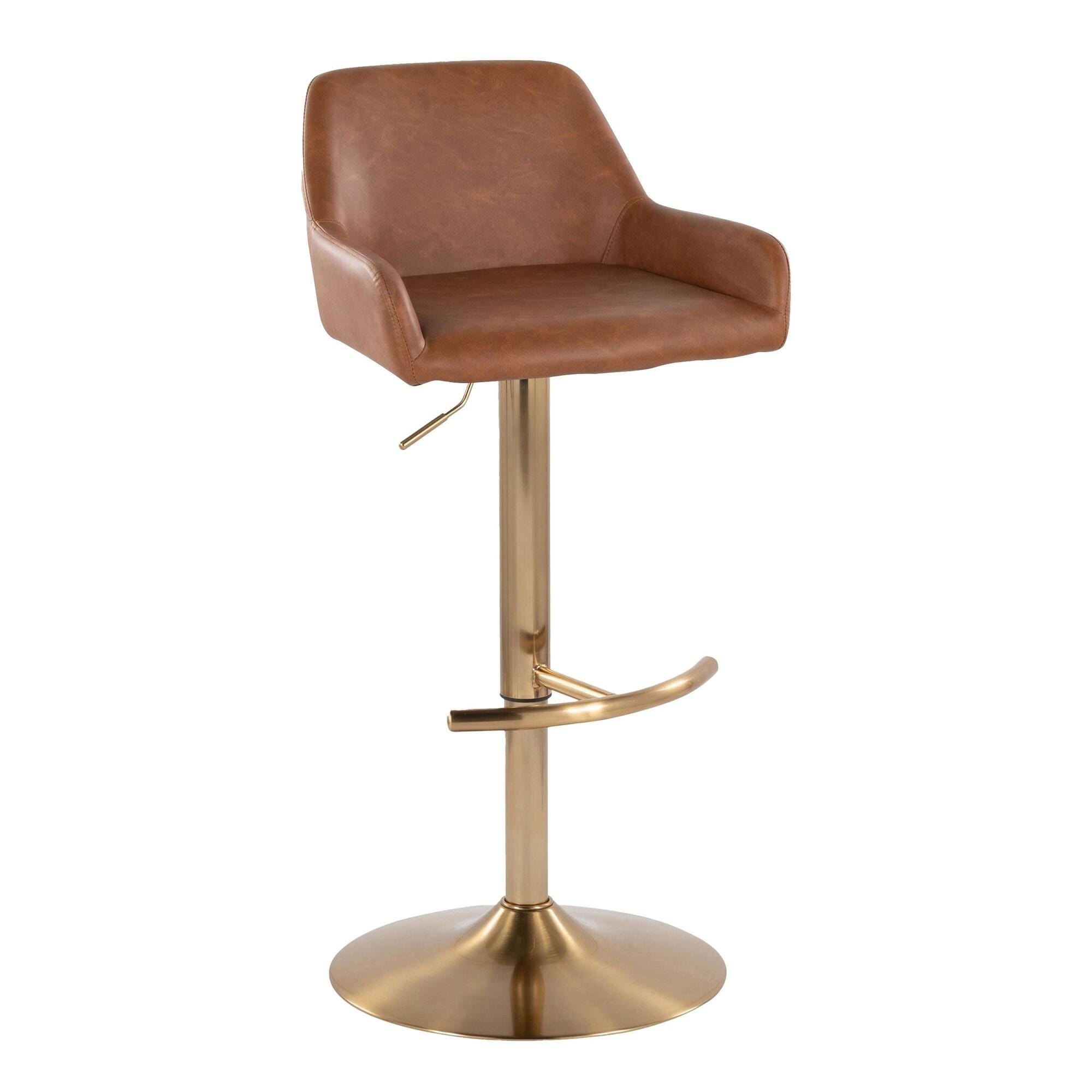 LumiSource Daniella Bar Height Bar Stool (Set of 2), Camel/Gold, large