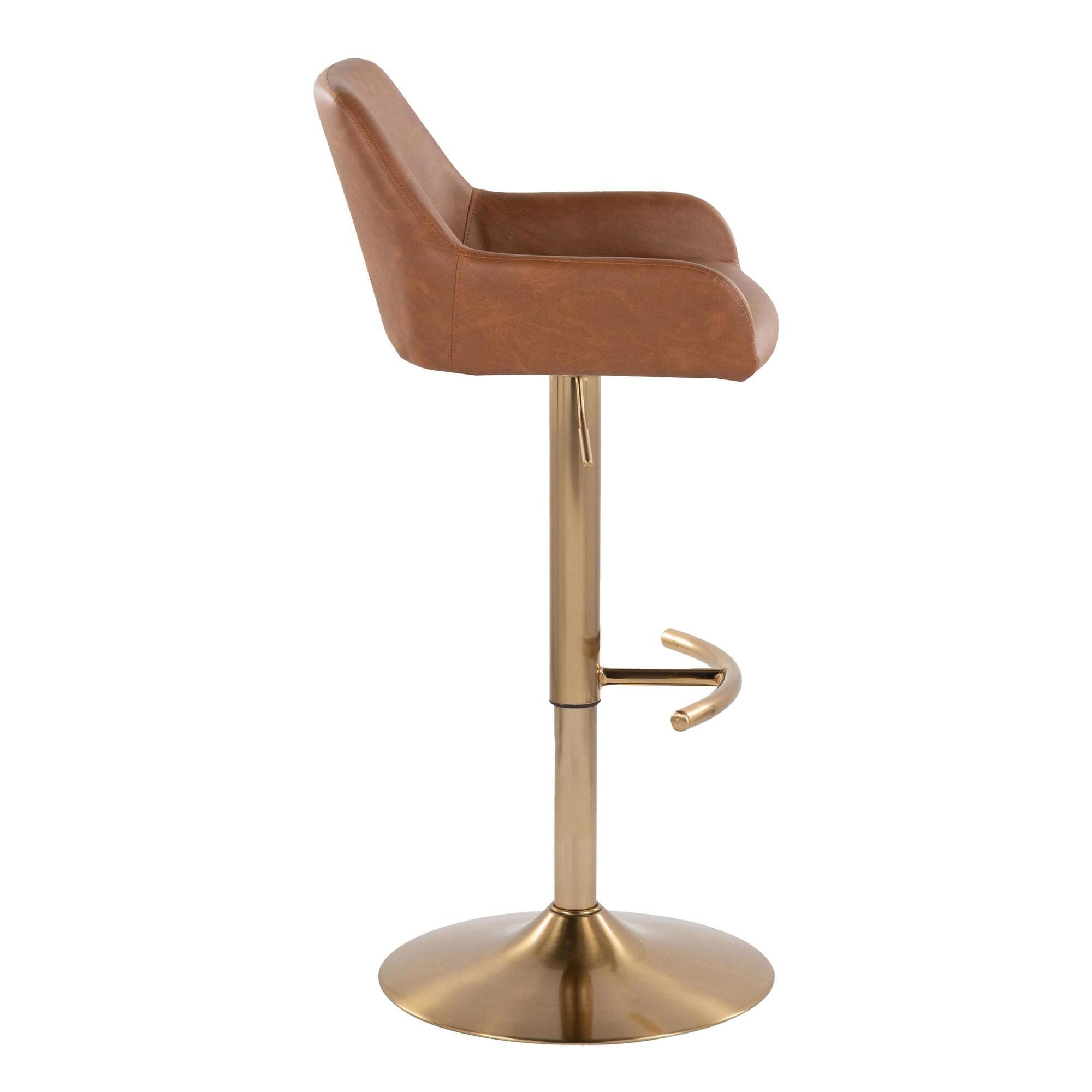 LumiSource Daniella Bar Height Bar Stool (Set of 2), Camel/Gold, large