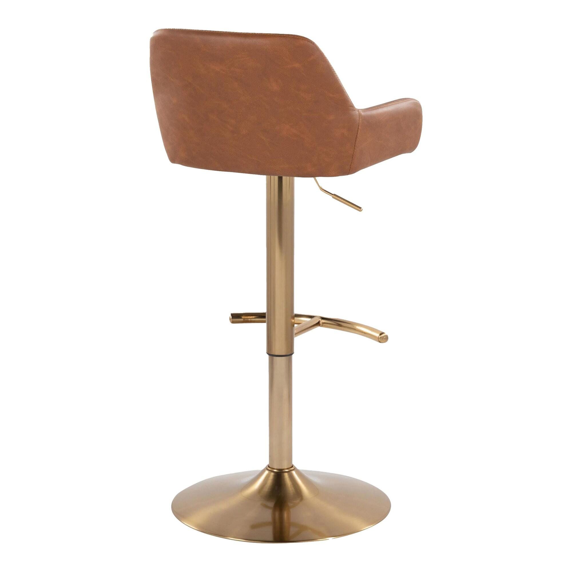 LumiSource Daniella Bar Height Bar Stool (Set of 2), Camel/Gold, large