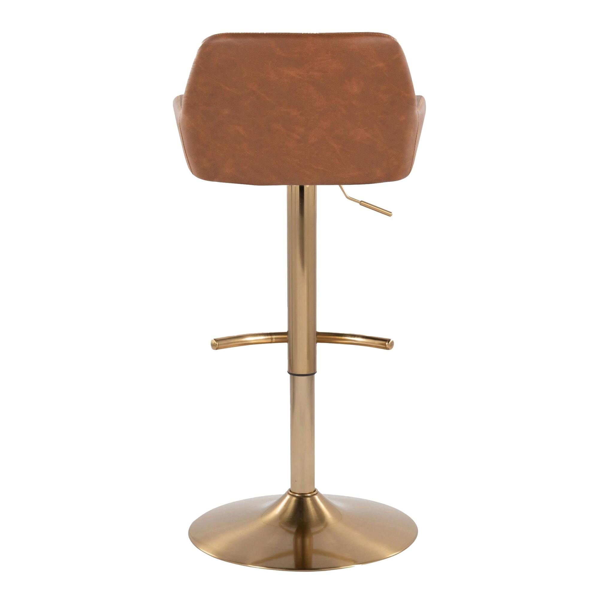 LumiSource Daniella Bar Height Bar Stool (Set of 2), Camel/Gold, large