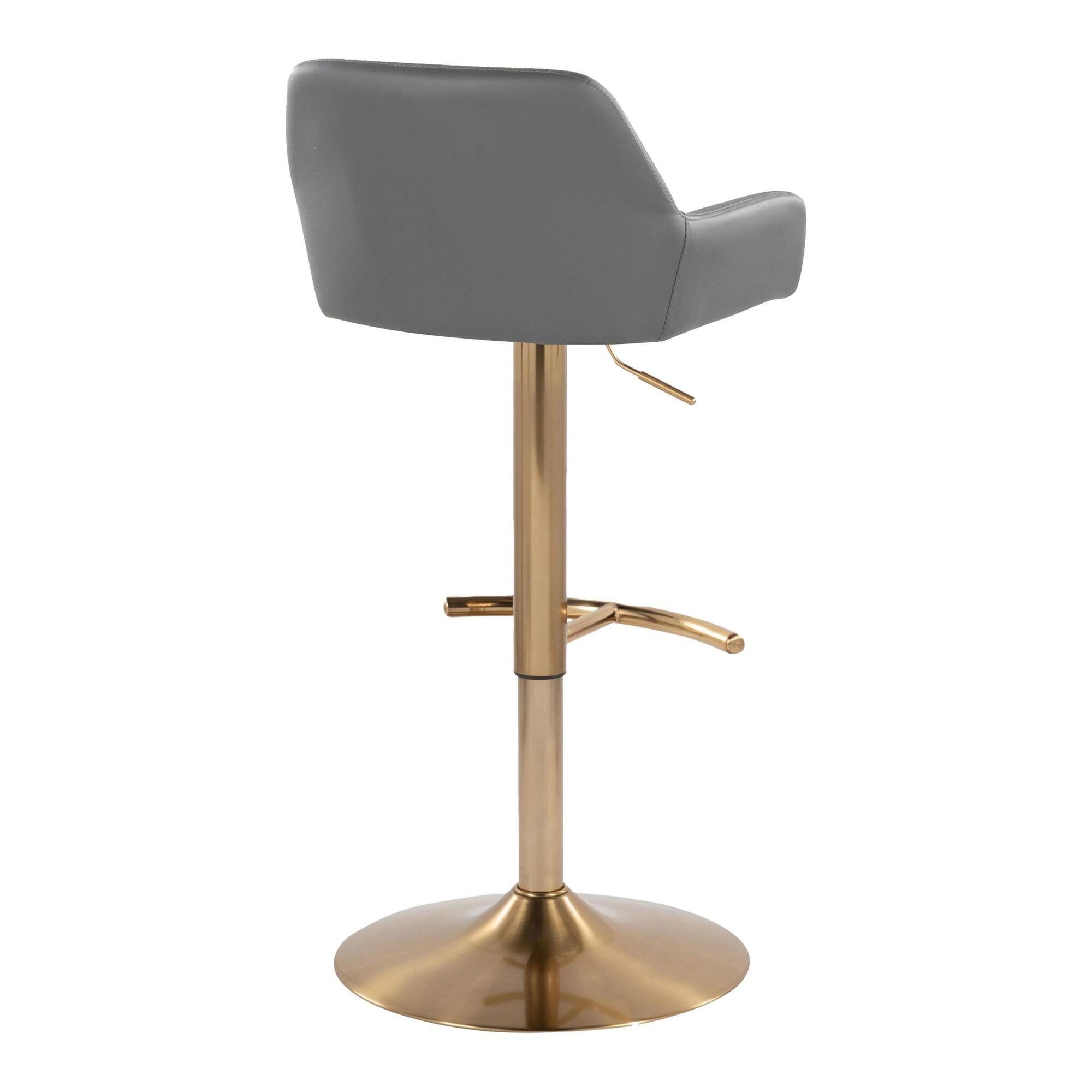 LumiSource Daniella Bar Height Bar Stool (Set of 2), Gray/Gold, large