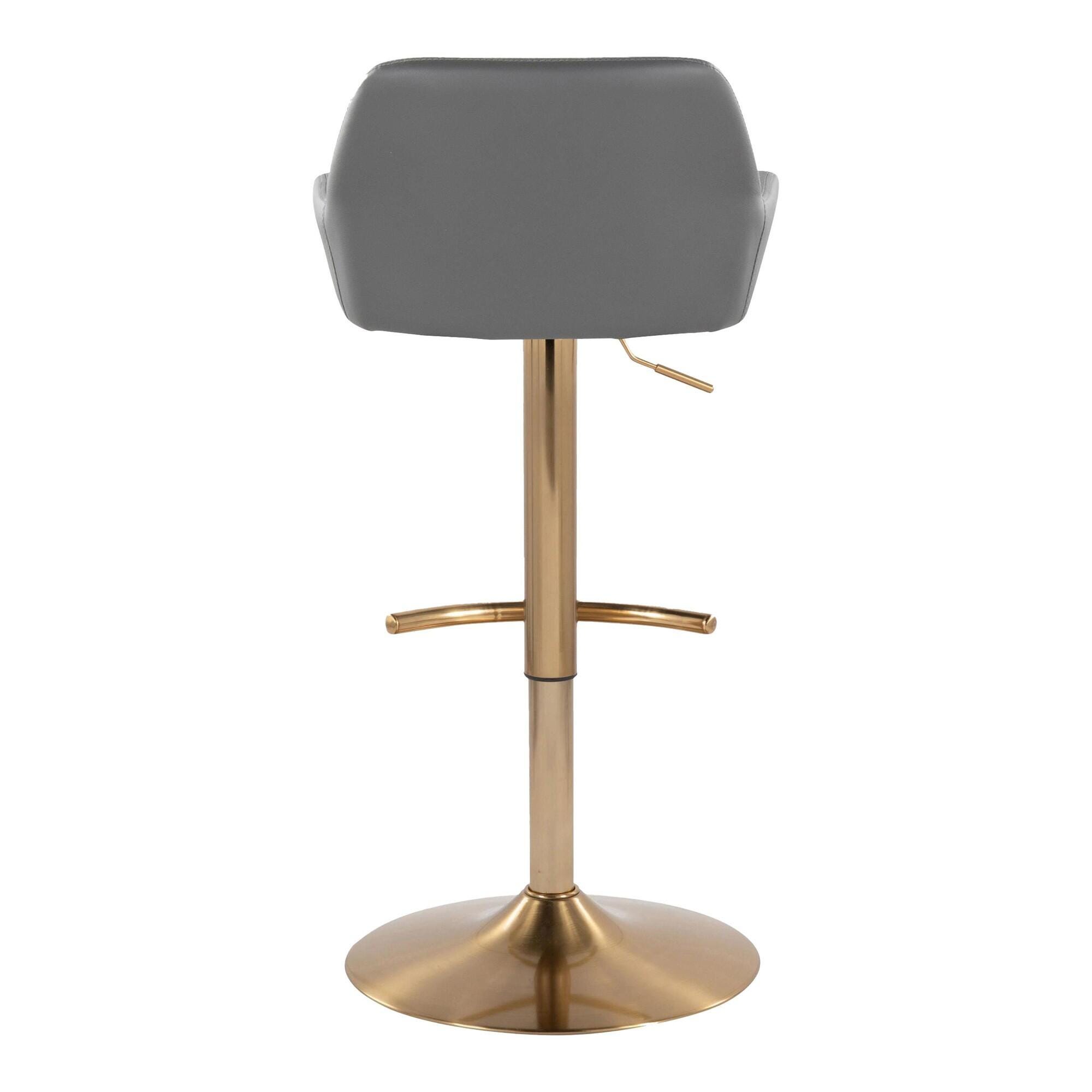 LumiSource Daniella Bar Height Bar Stool (Set of 2), Gray/Gold, large