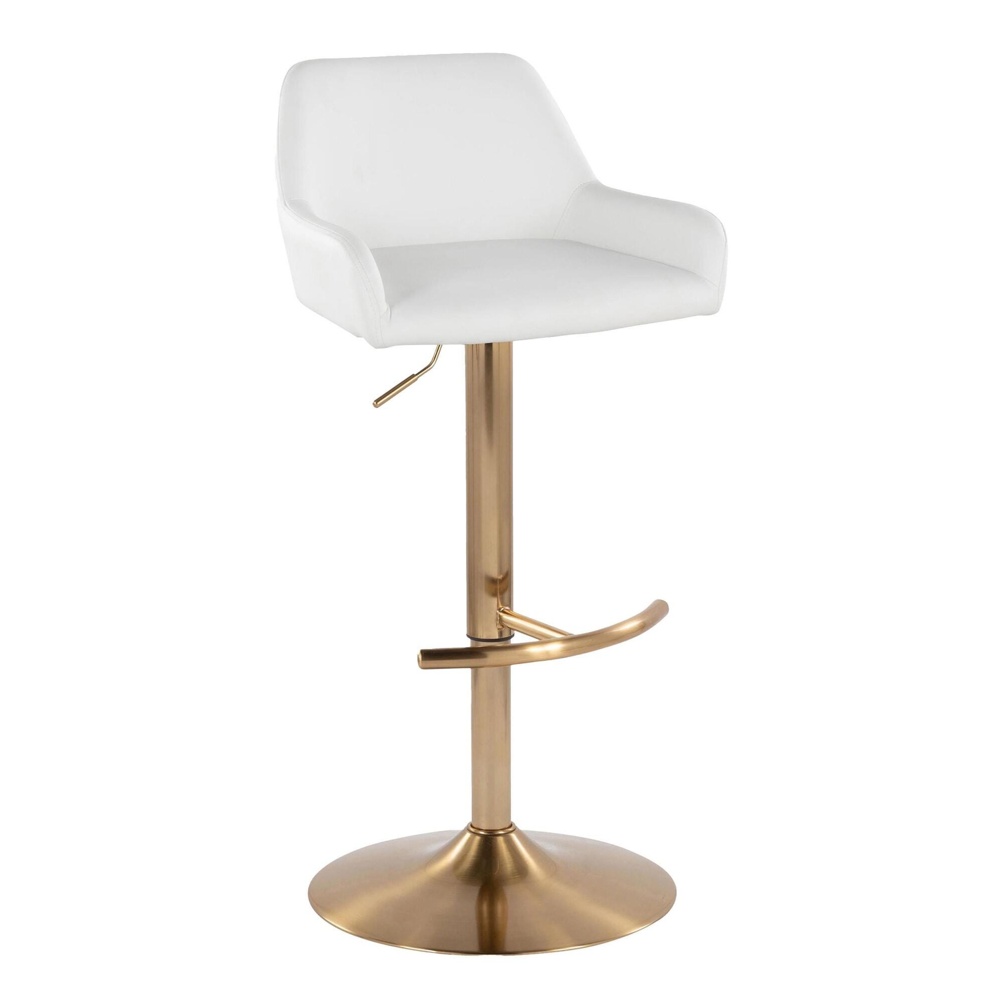 LumiSource Daniella Bar Height Bar Stool (Set of 2), White/Gold, large