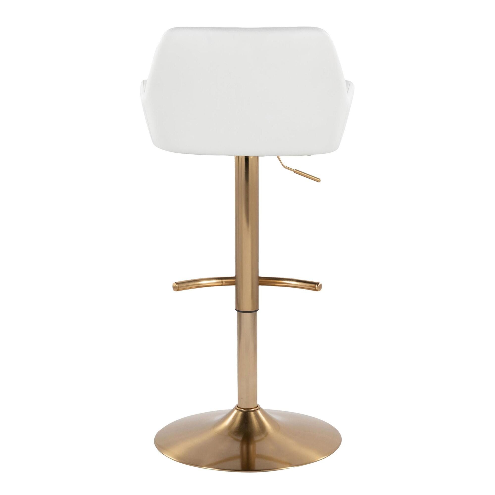 LumiSource Daniella Bar Height Bar Stool (Set of 2), White/Gold, large