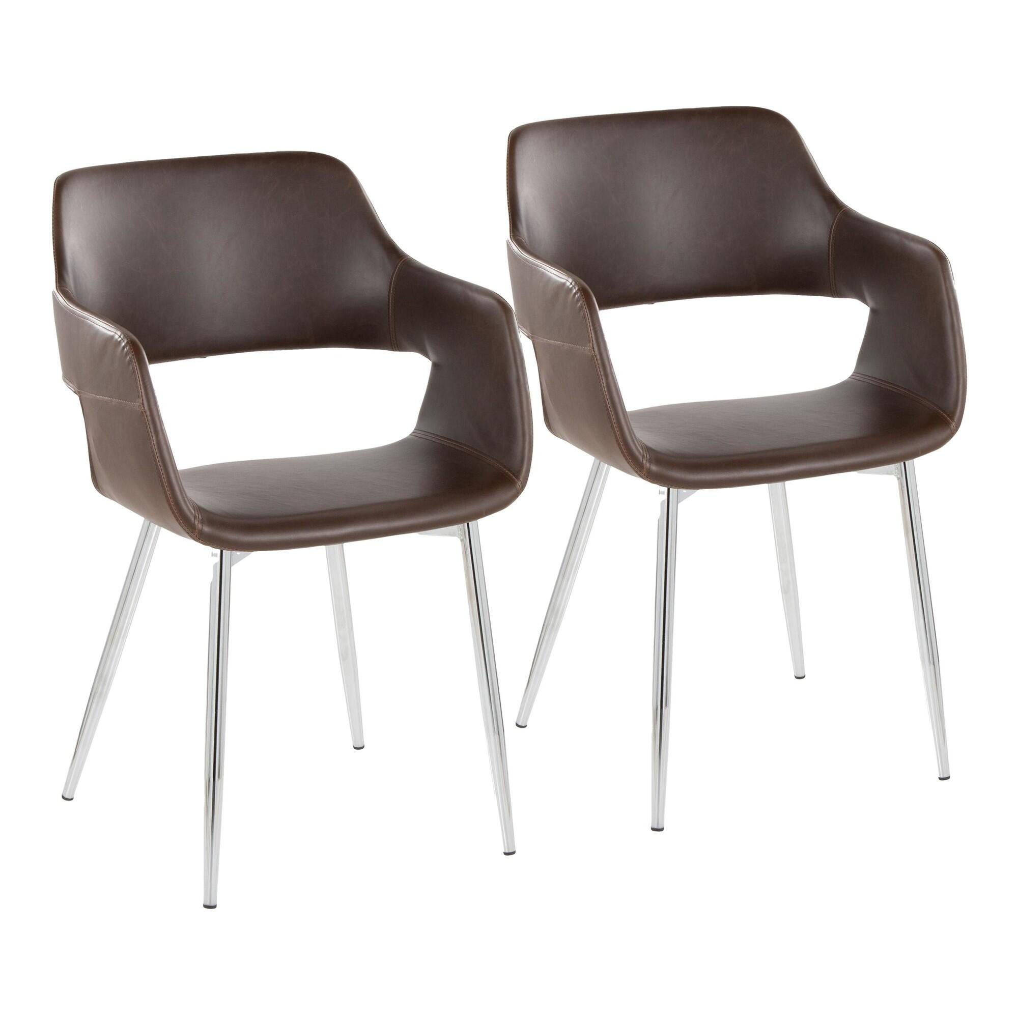 LumiSource Margarite Dining Chair (Set of 2), Espresso/Chrome, large