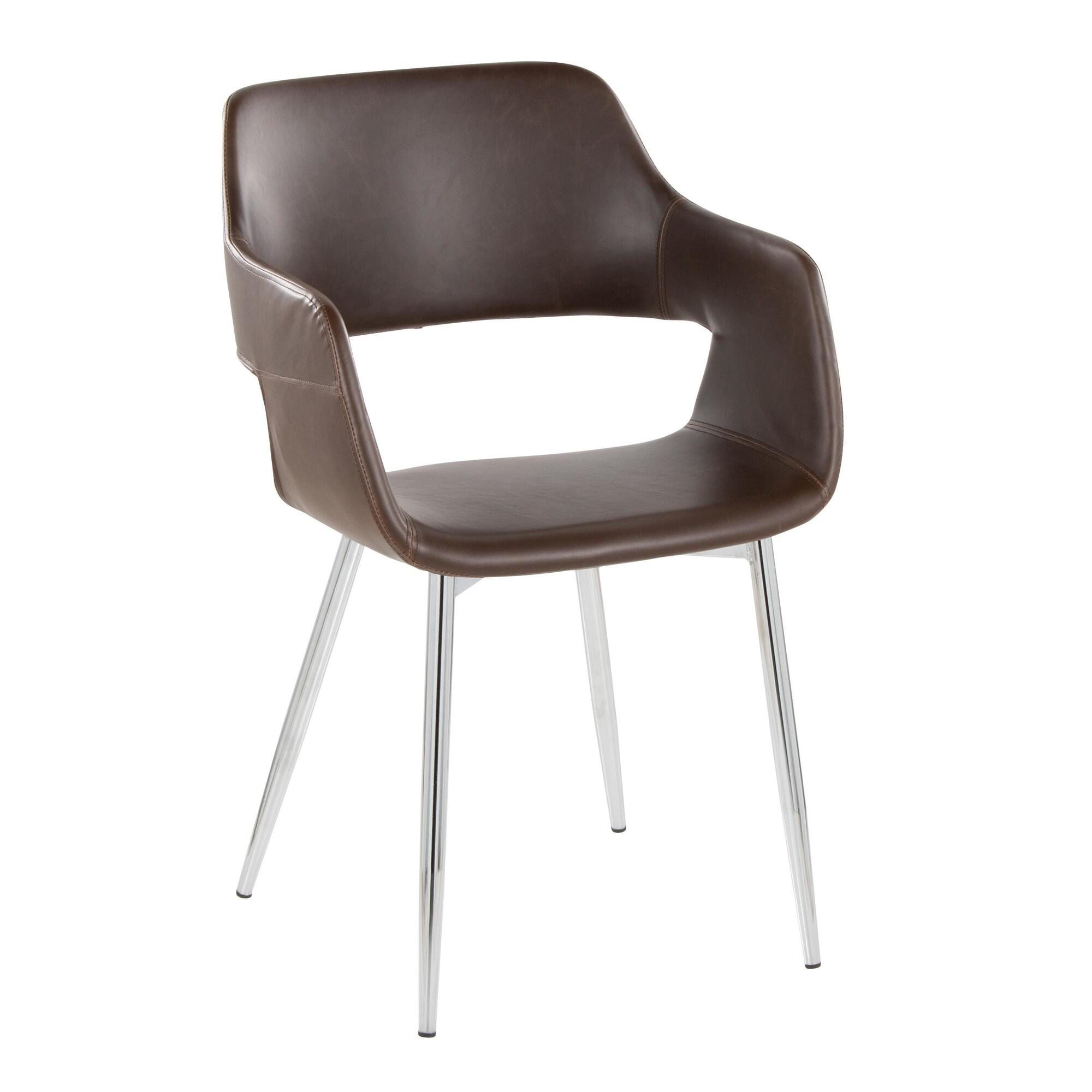 LumiSource Margarite Dining Chair (Set of 2), Espresso/Chrome, large