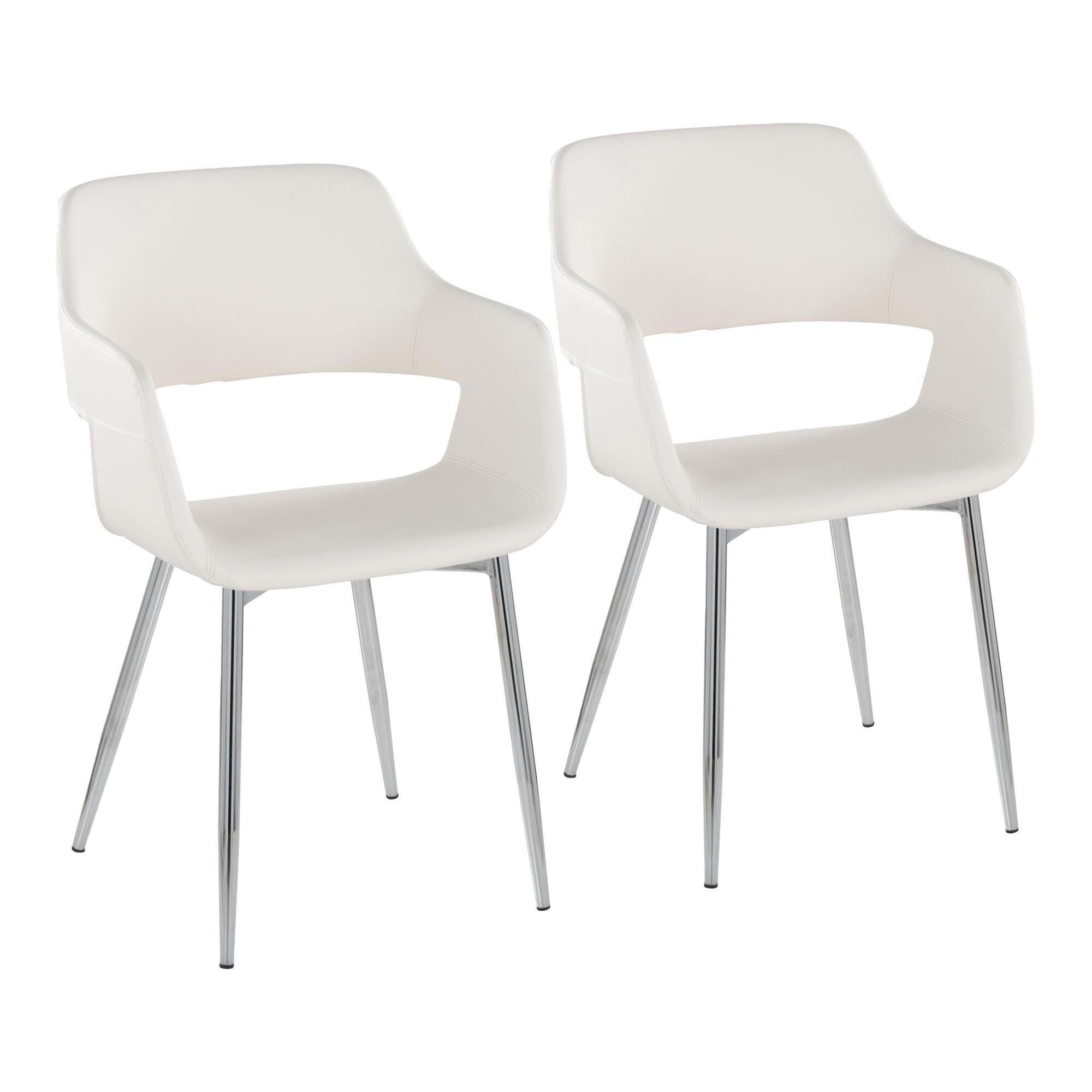 LumiSource Margarite Dining Chair (Set of 2), White/Chrome, large