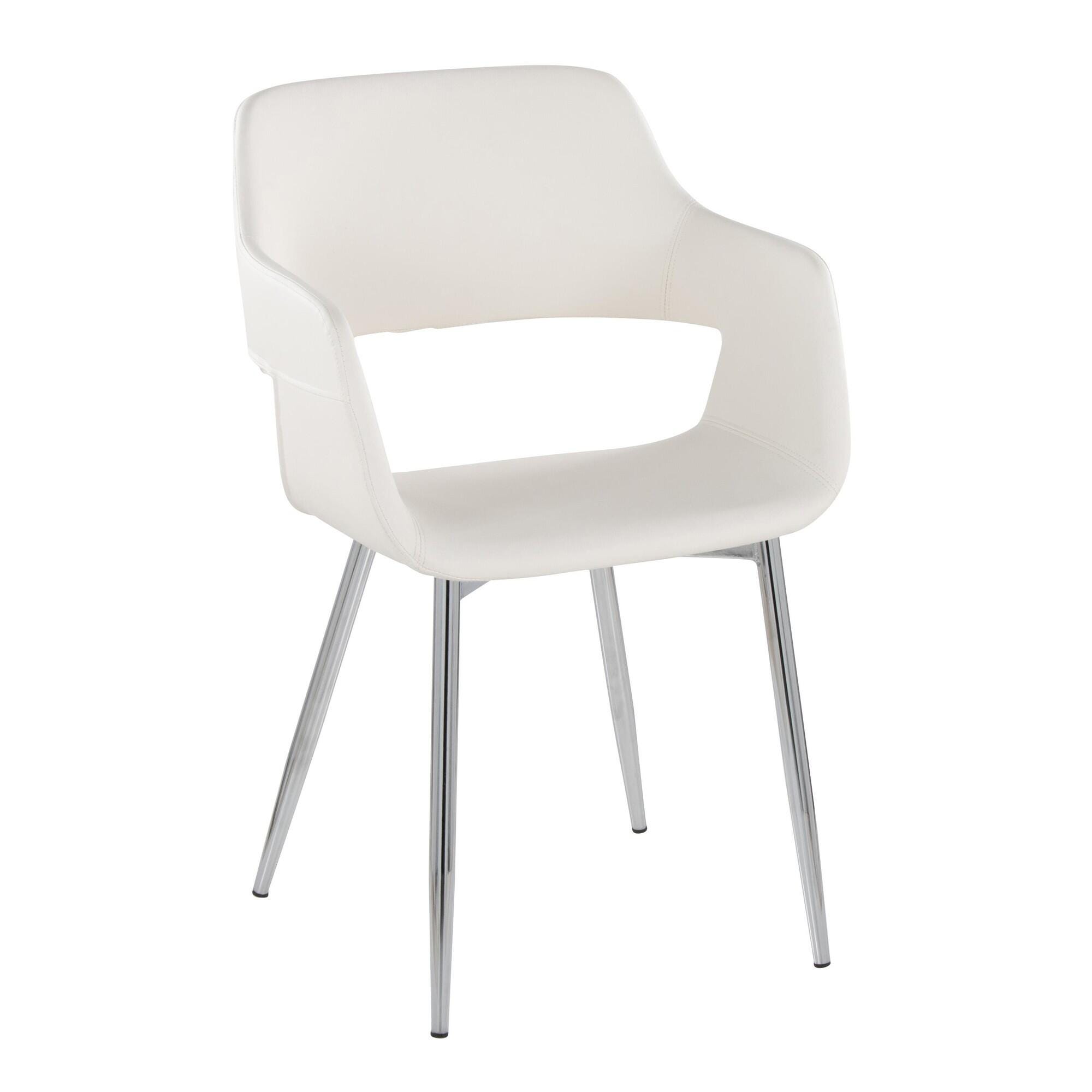 LumiSource Margarite Dining Chair (Set of 2), White/Chrome, large