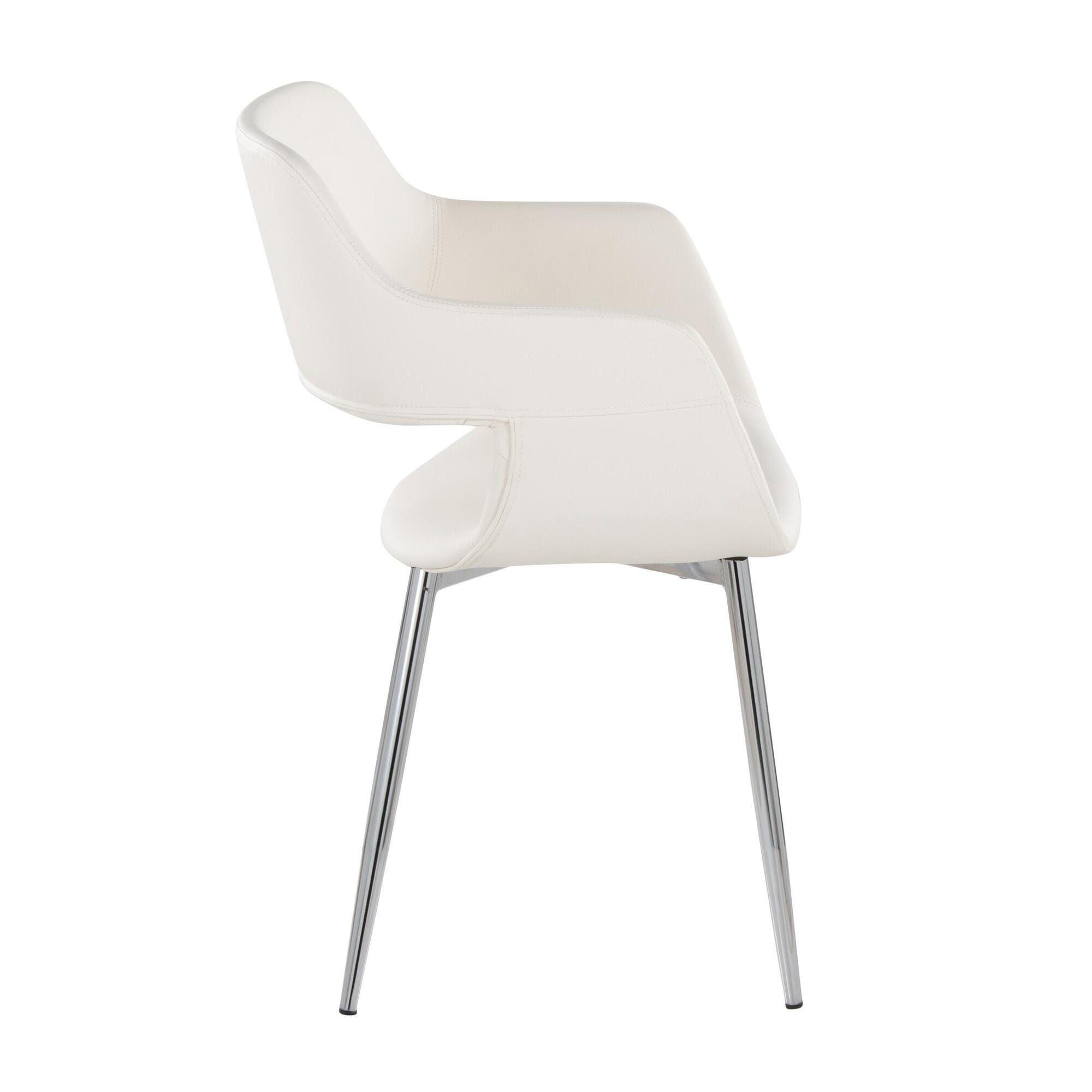 LumiSource Margarite Dining Chair (Set of 2), White/Chrome, large