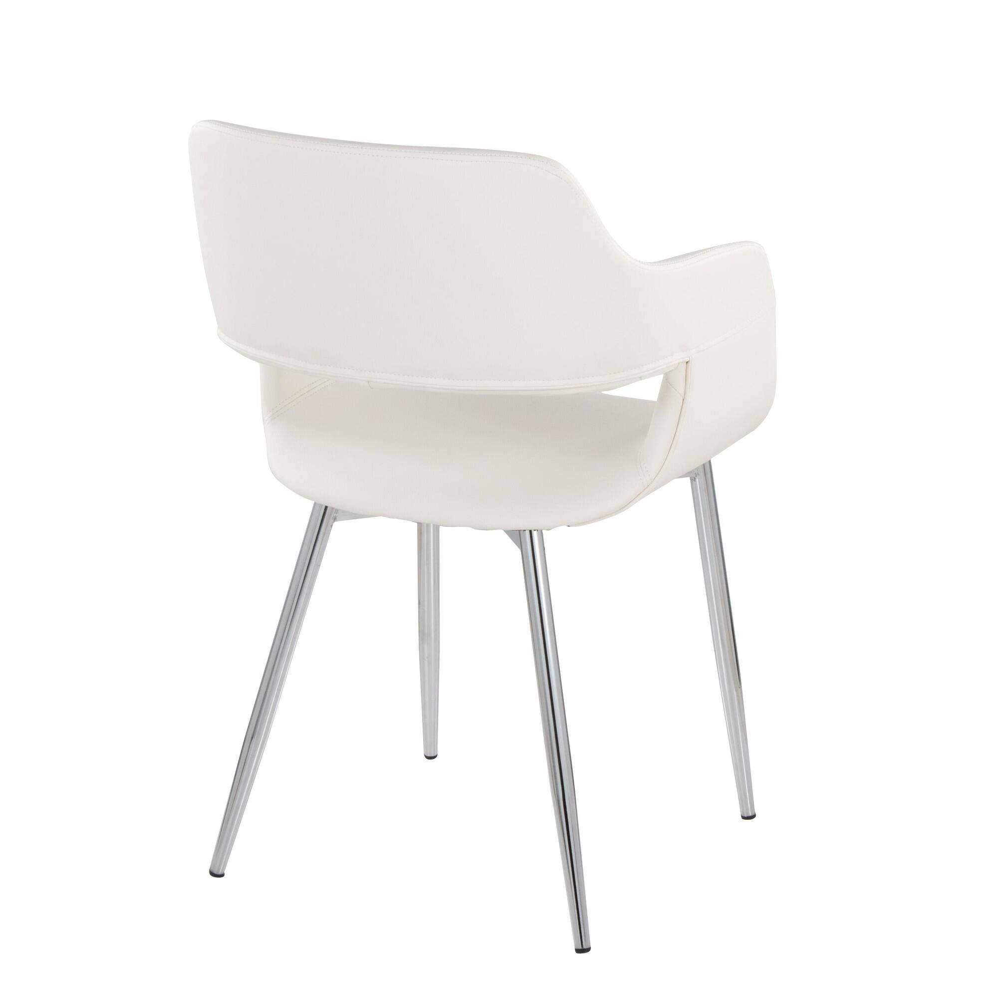 LumiSource Margarite Dining Chair (Set of 2), White/Chrome, large