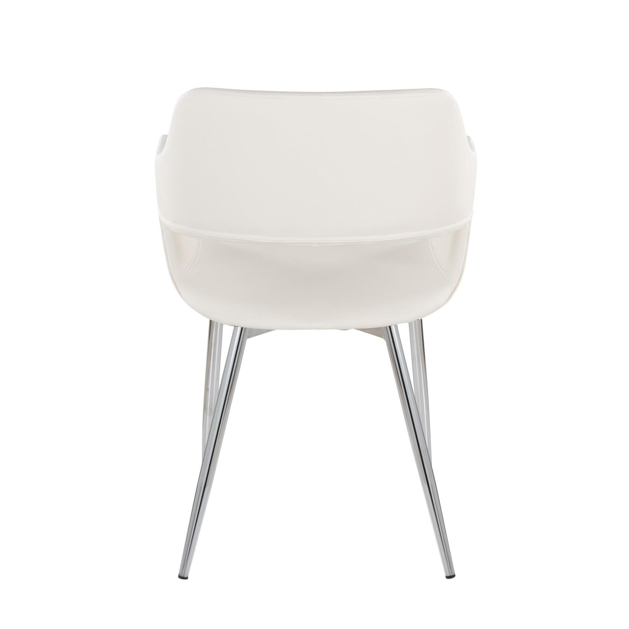 LumiSource Margarite Dining Chair (Set of 2), White/Chrome, large
