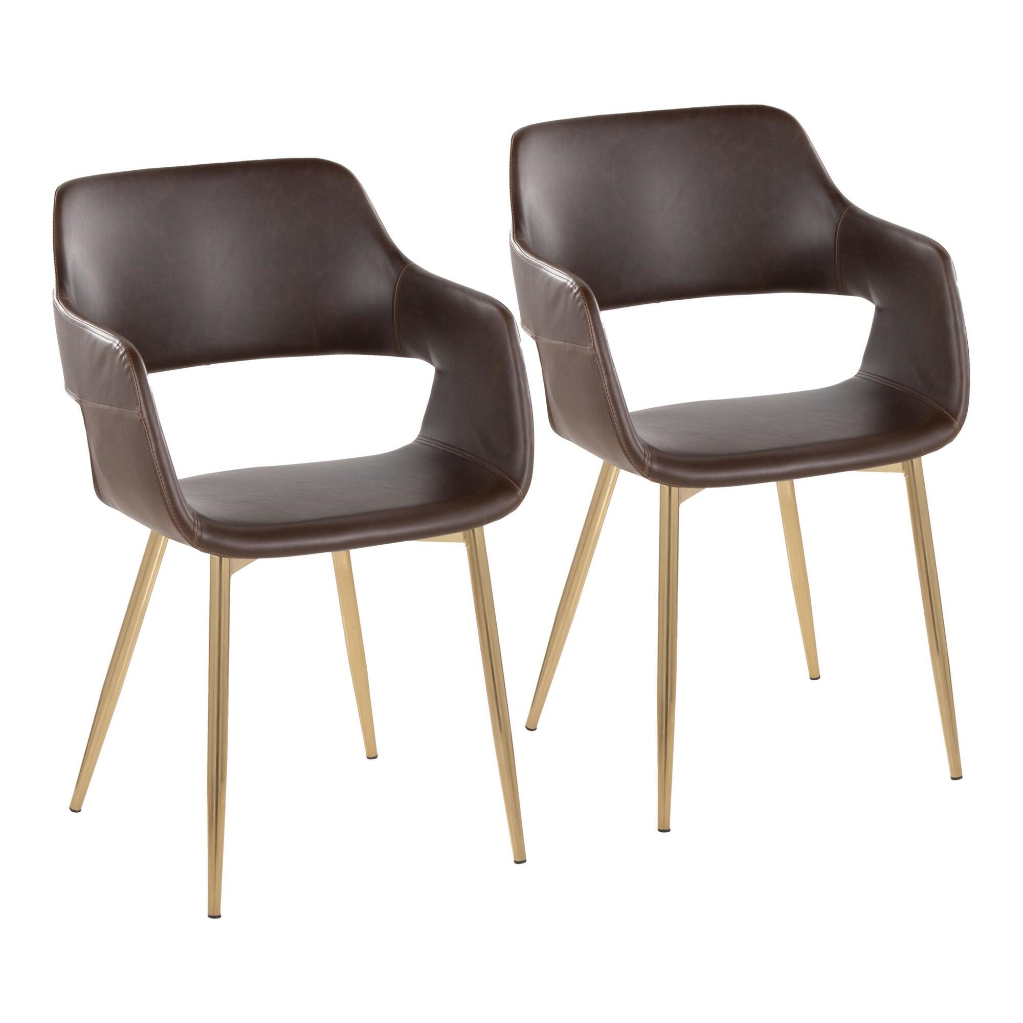 LumiSource Margarite Dining Chair (Set of 2), Espresso/Gold, large