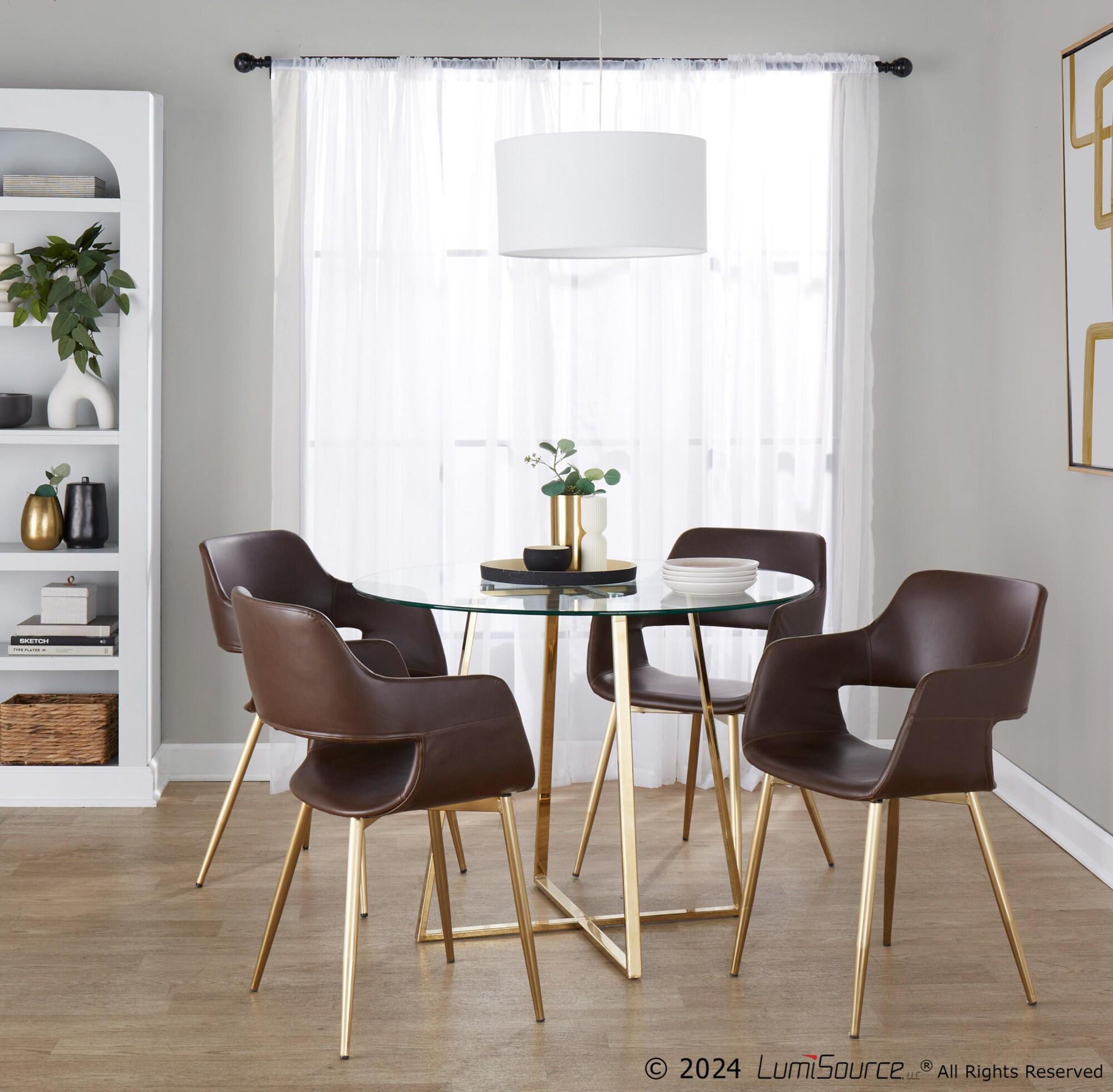 LumiSource Margarite Dining Chair (Set of 2), Espresso/Gold, large