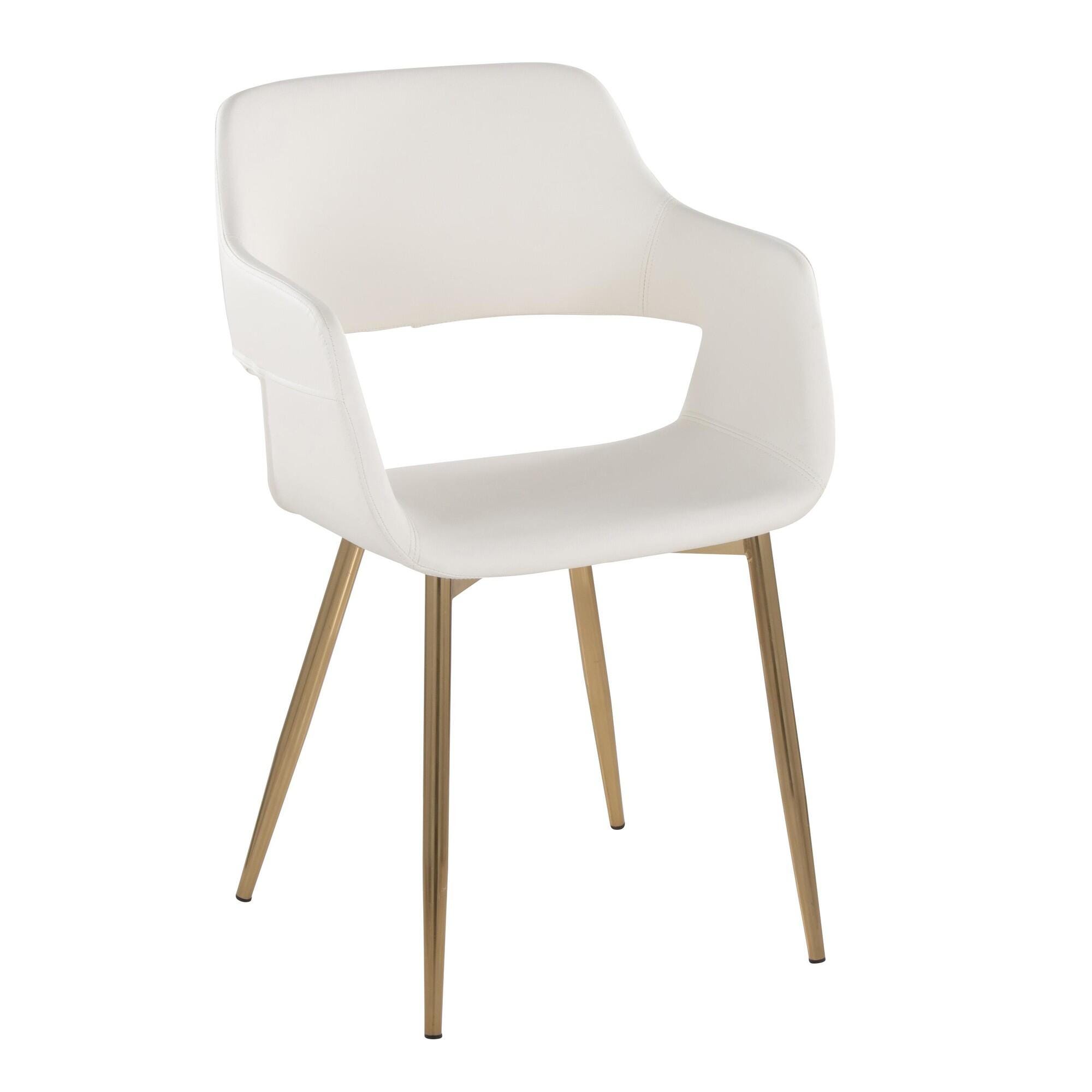 LumiSource Margarite Dining Chair (Set of 2), White/Gold, large