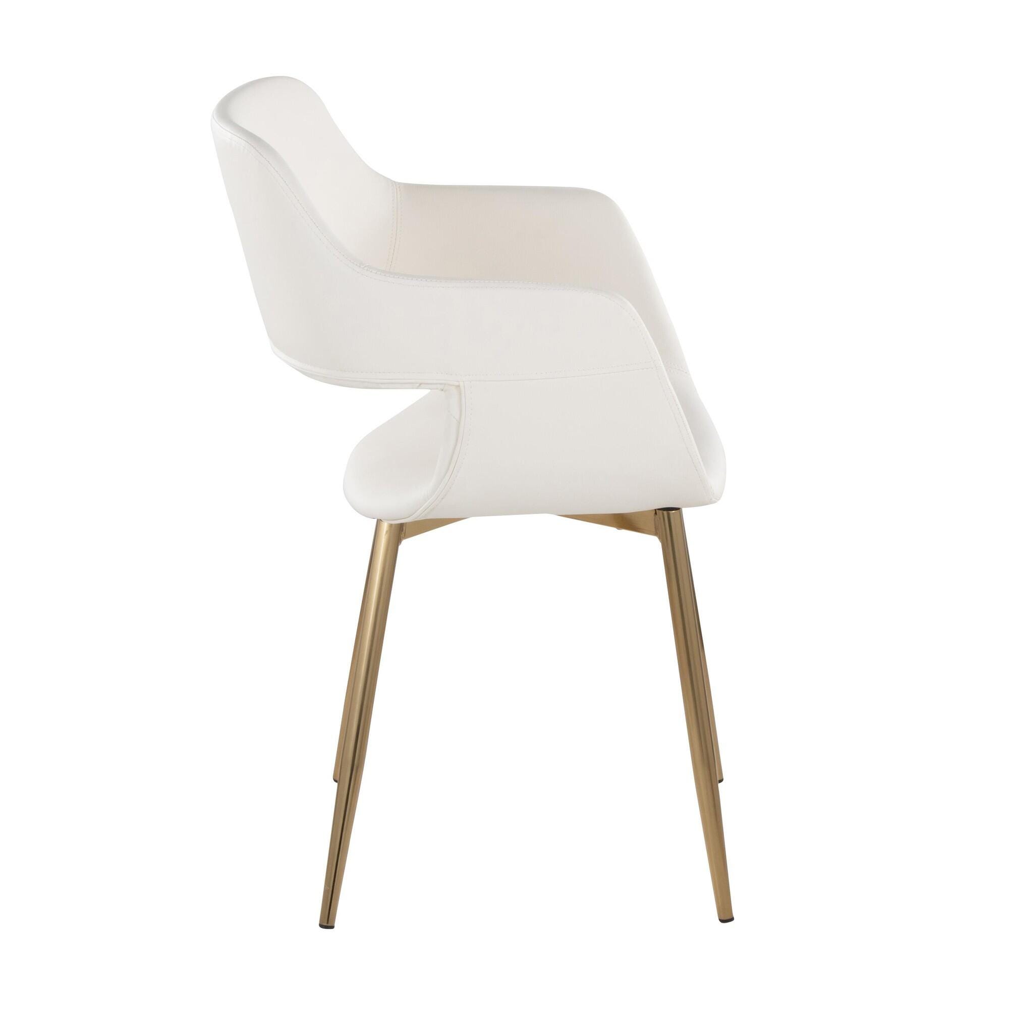 LumiSource Margarite Dining Chair (Set of 2), White/Gold, large