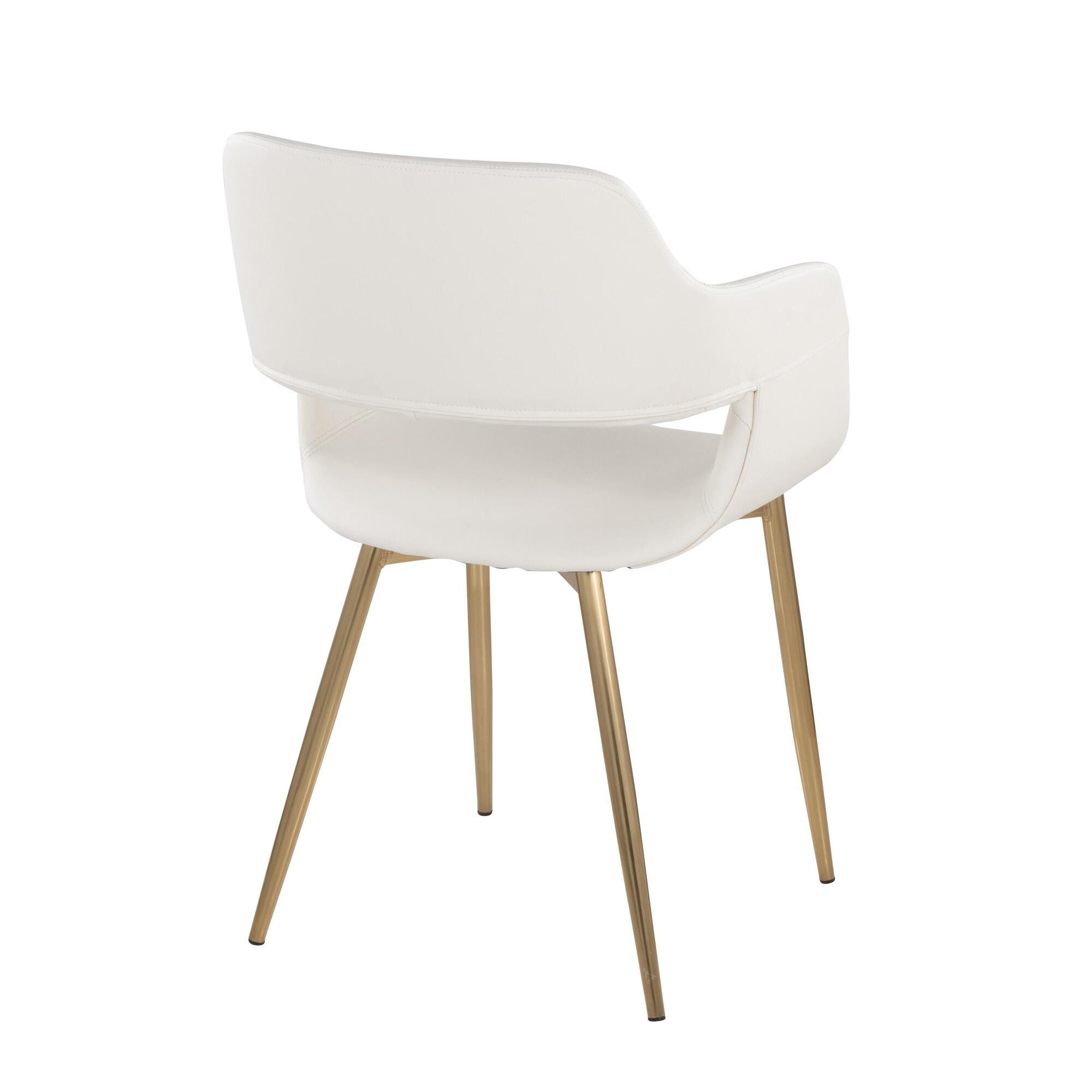LumiSource Margarite Dining Chair (Set of 2), White/Gold, large