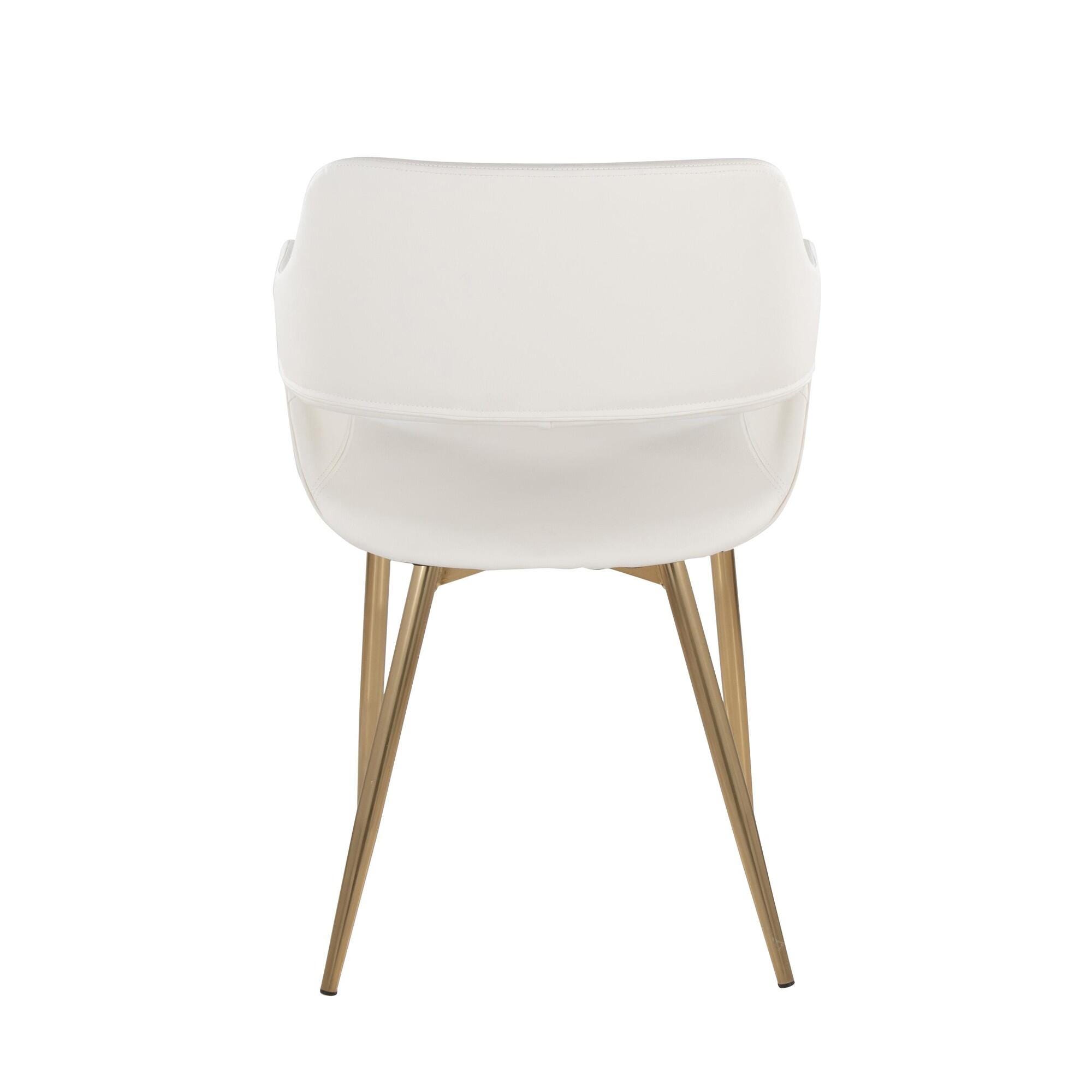 LumiSource Margarite Dining Chair (Set of 2), White/Gold, large