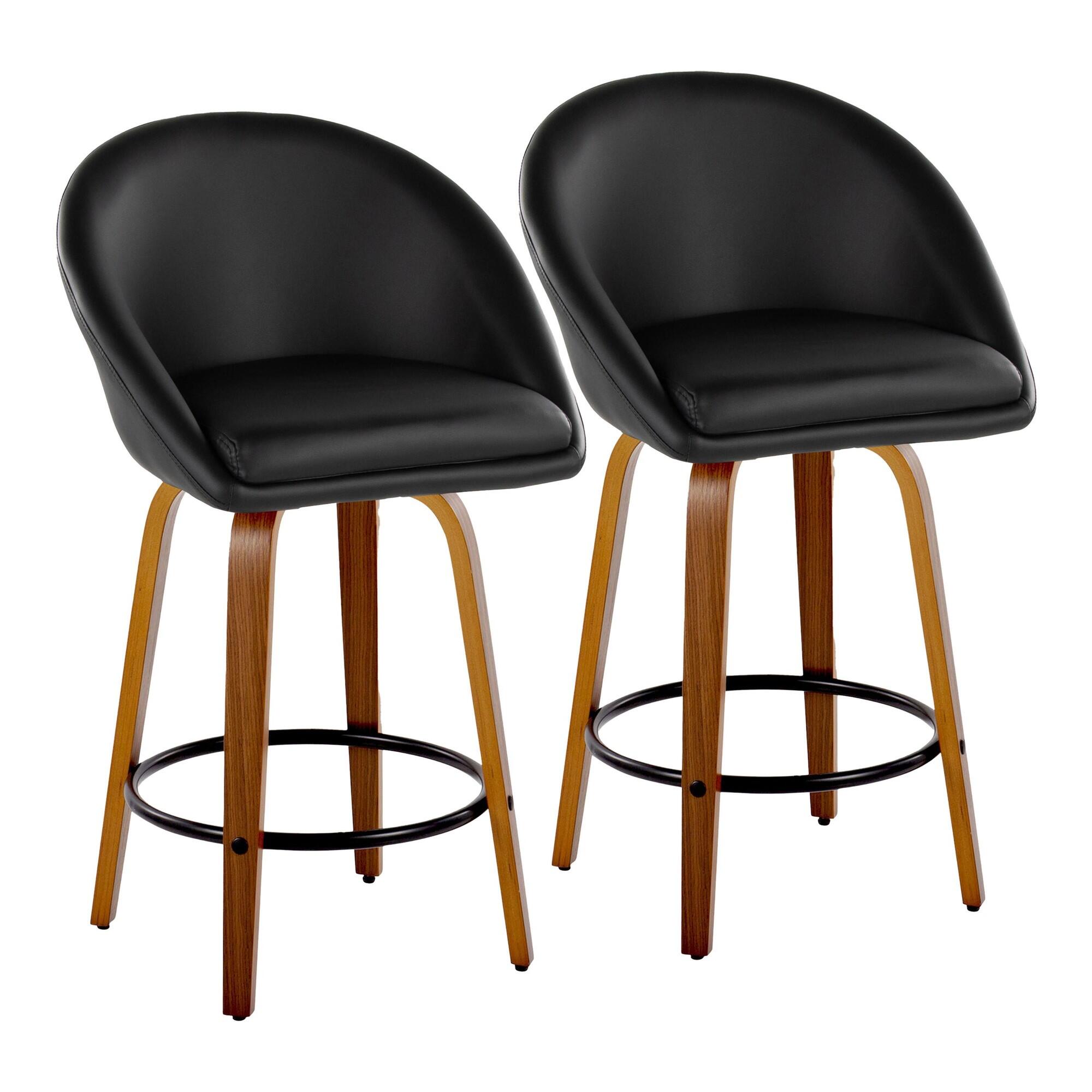 LumiSource Matisse Swivel Counter Stool (Set of 2), Black/Camel, large