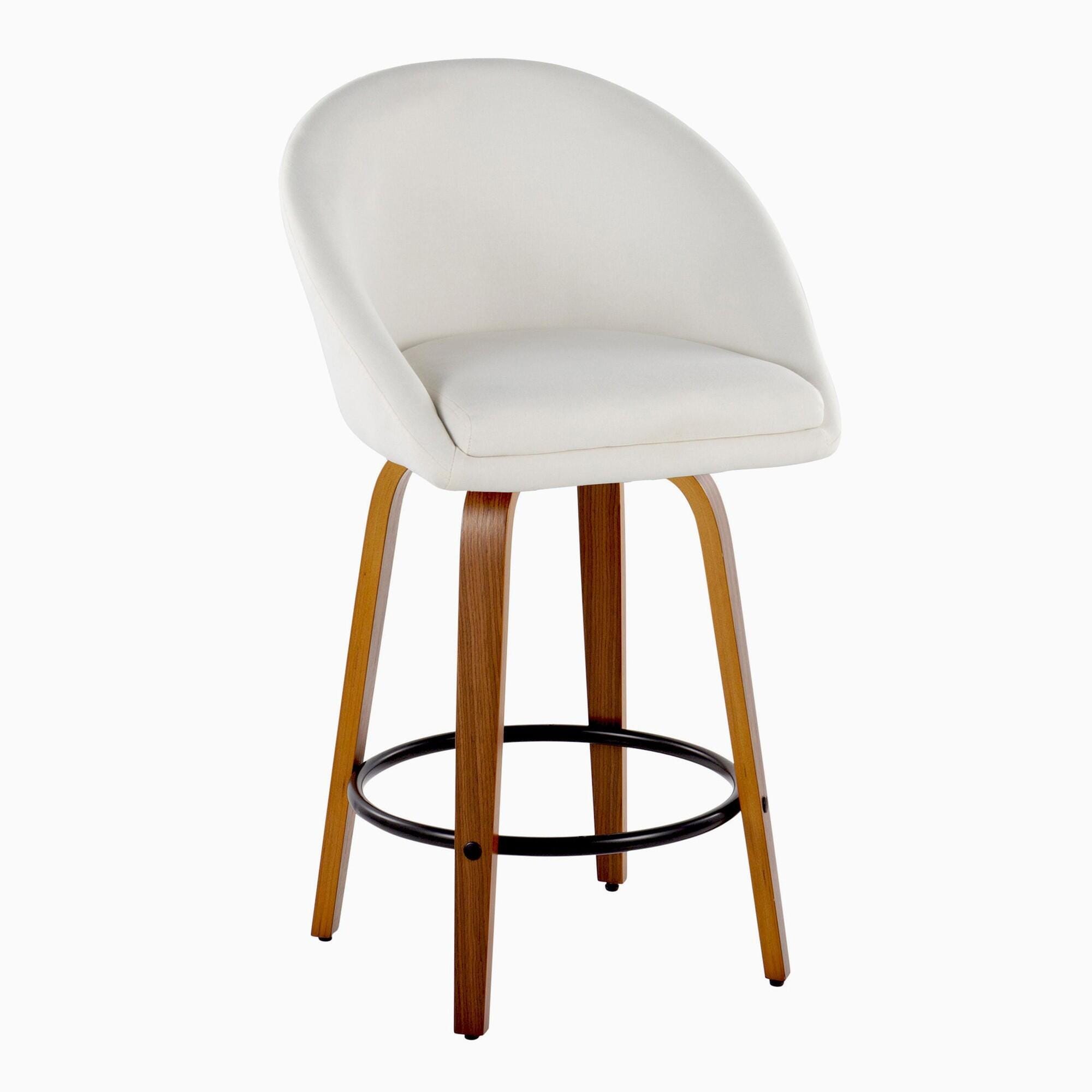 LumiSource Matisse Swivel Counter Stool (Set of 2), Cream/Camel, large