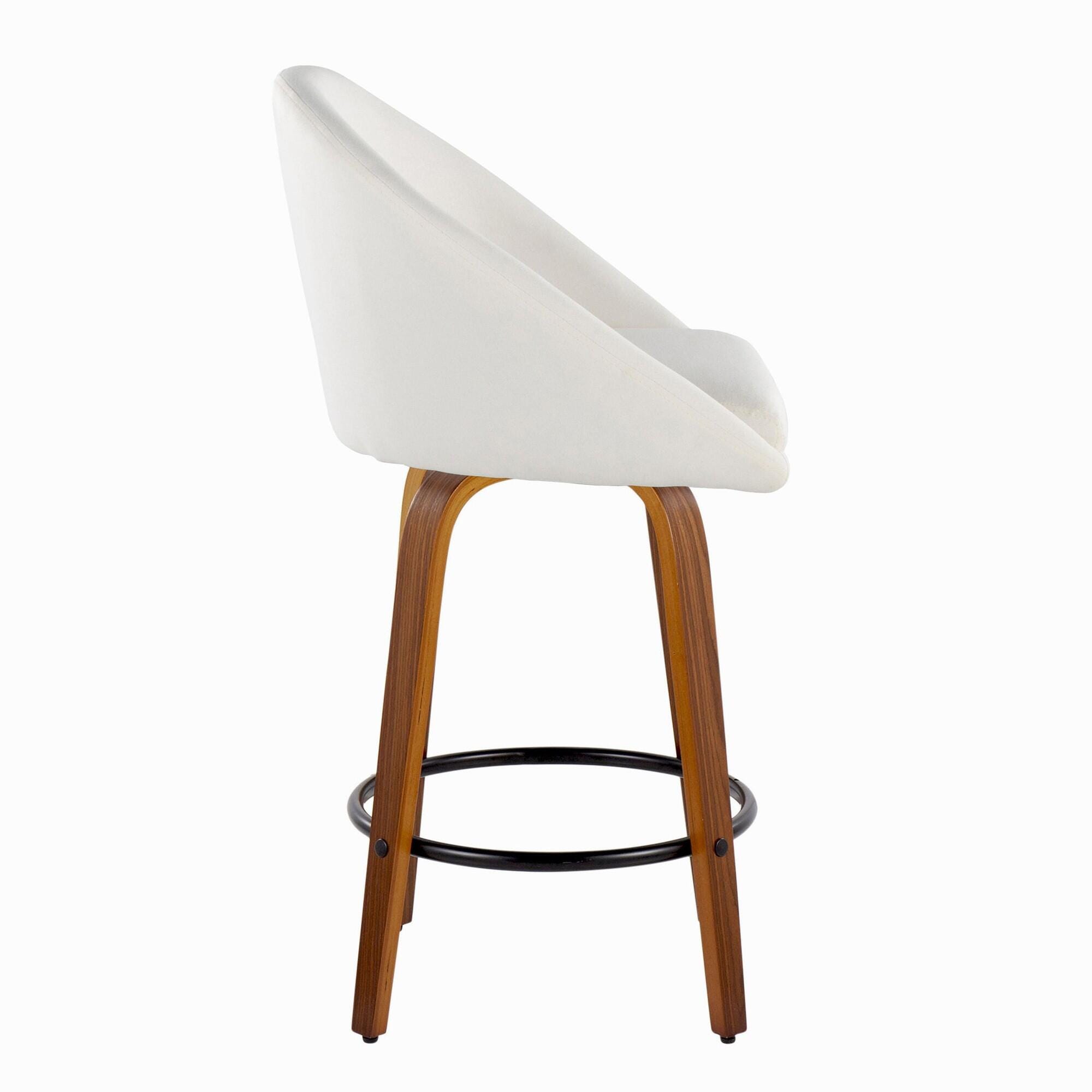 LumiSource Matisse Swivel Counter Stool (Set of 2), Cream/Camel, large