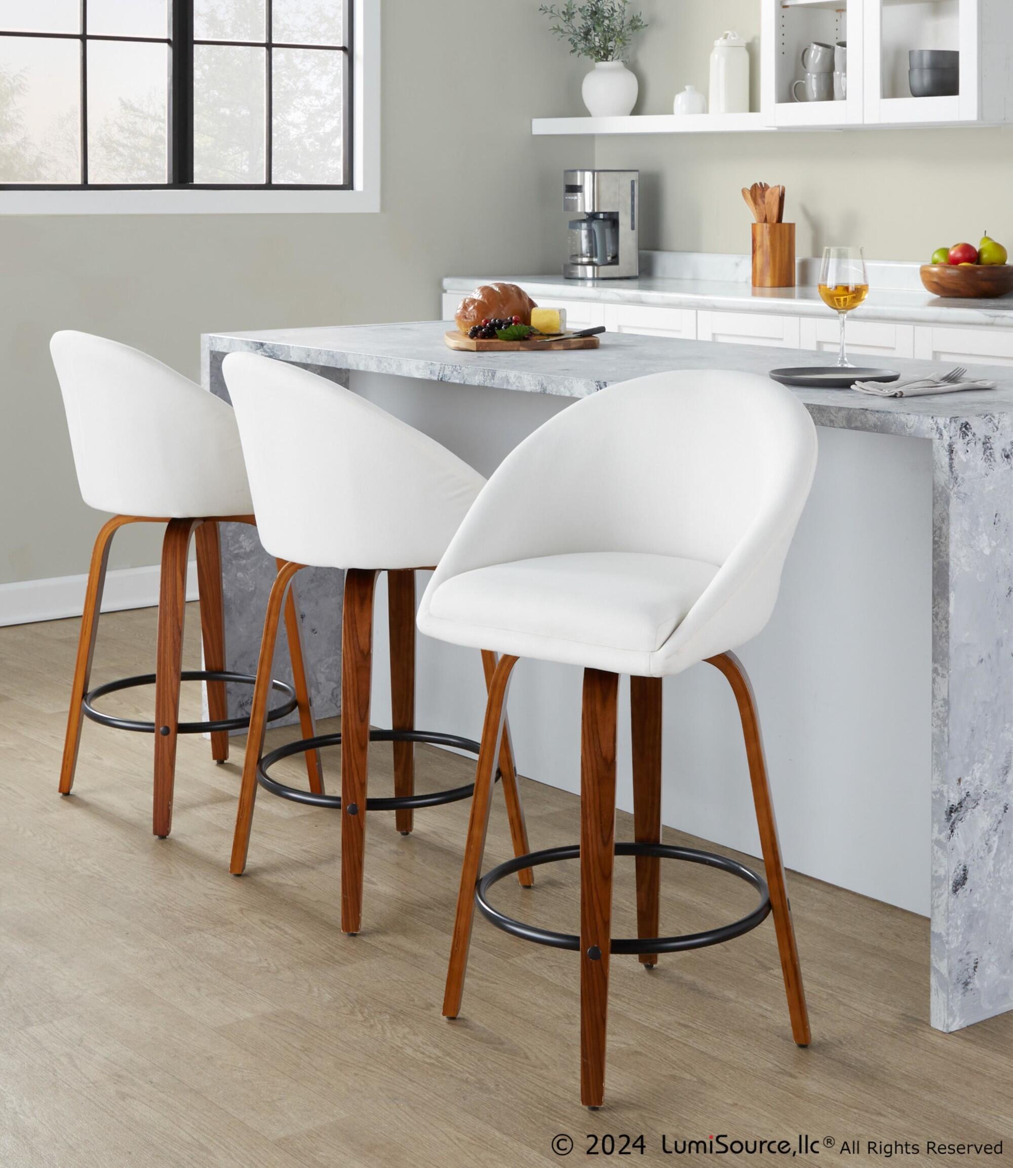 LumiSource Matisse Swivel Counter Stool (Set of 2), Cream/Camel, large