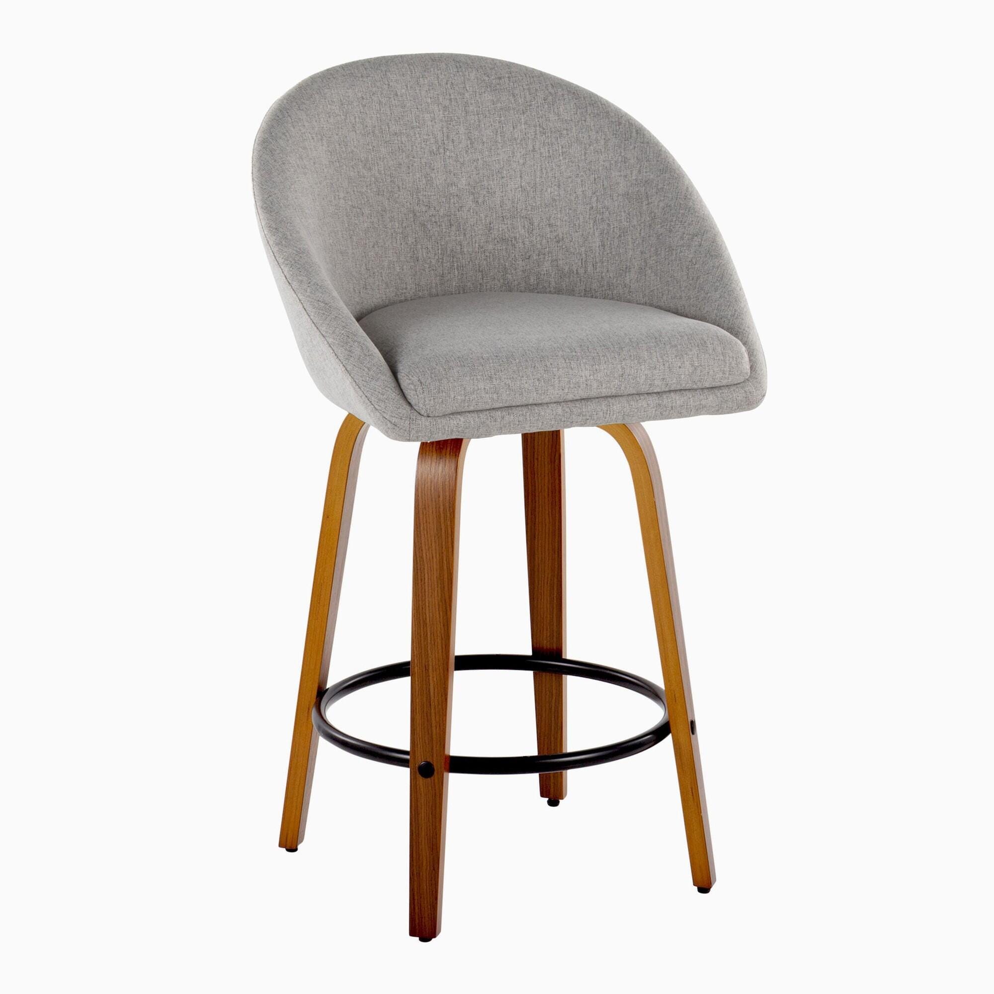 LumiSource Matisse Swivel Counter Stool (Set of 2), Light Gray, large